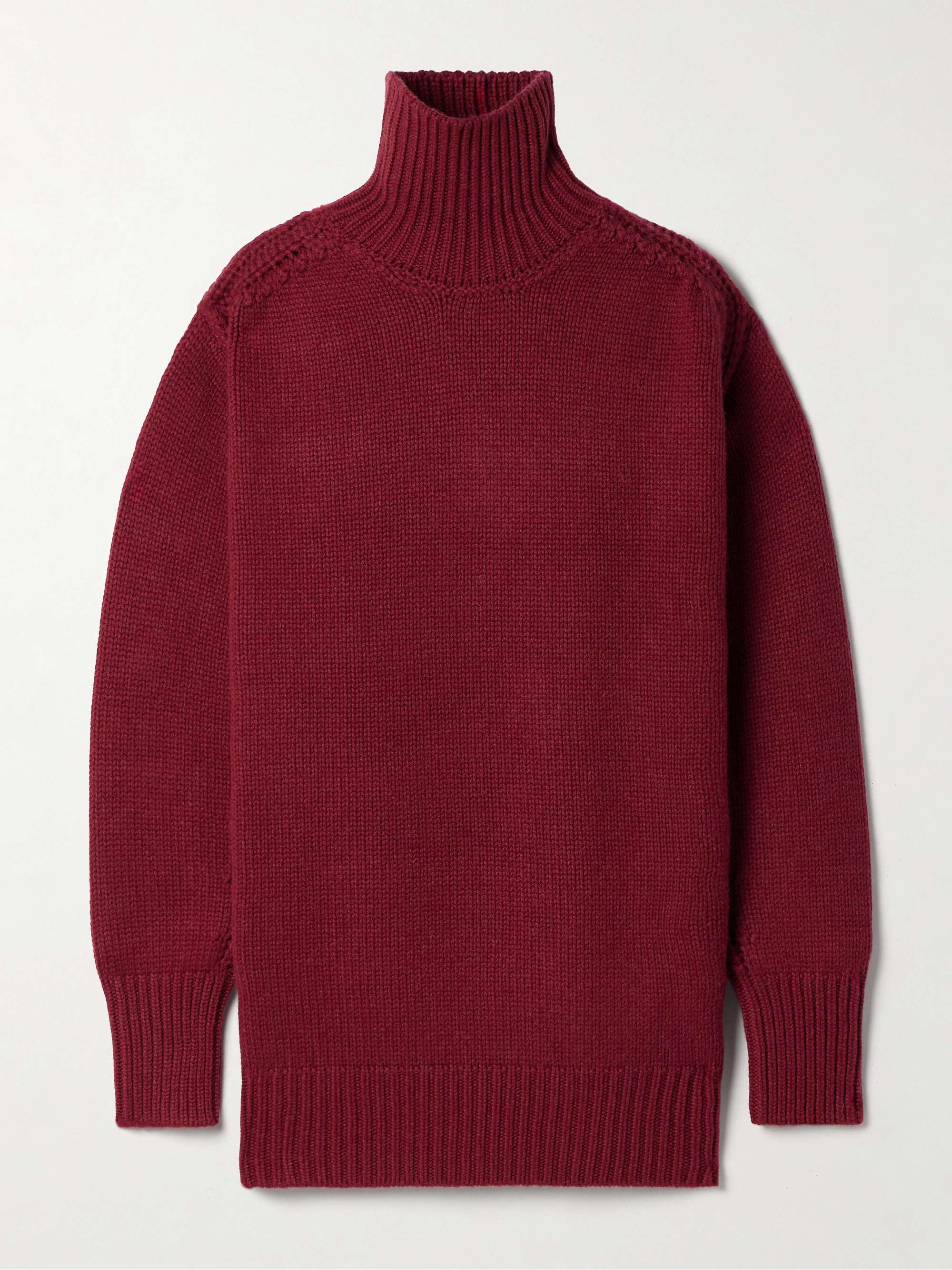 Convertible oversized cutout ribbed cashmere turtleneck mini dress view