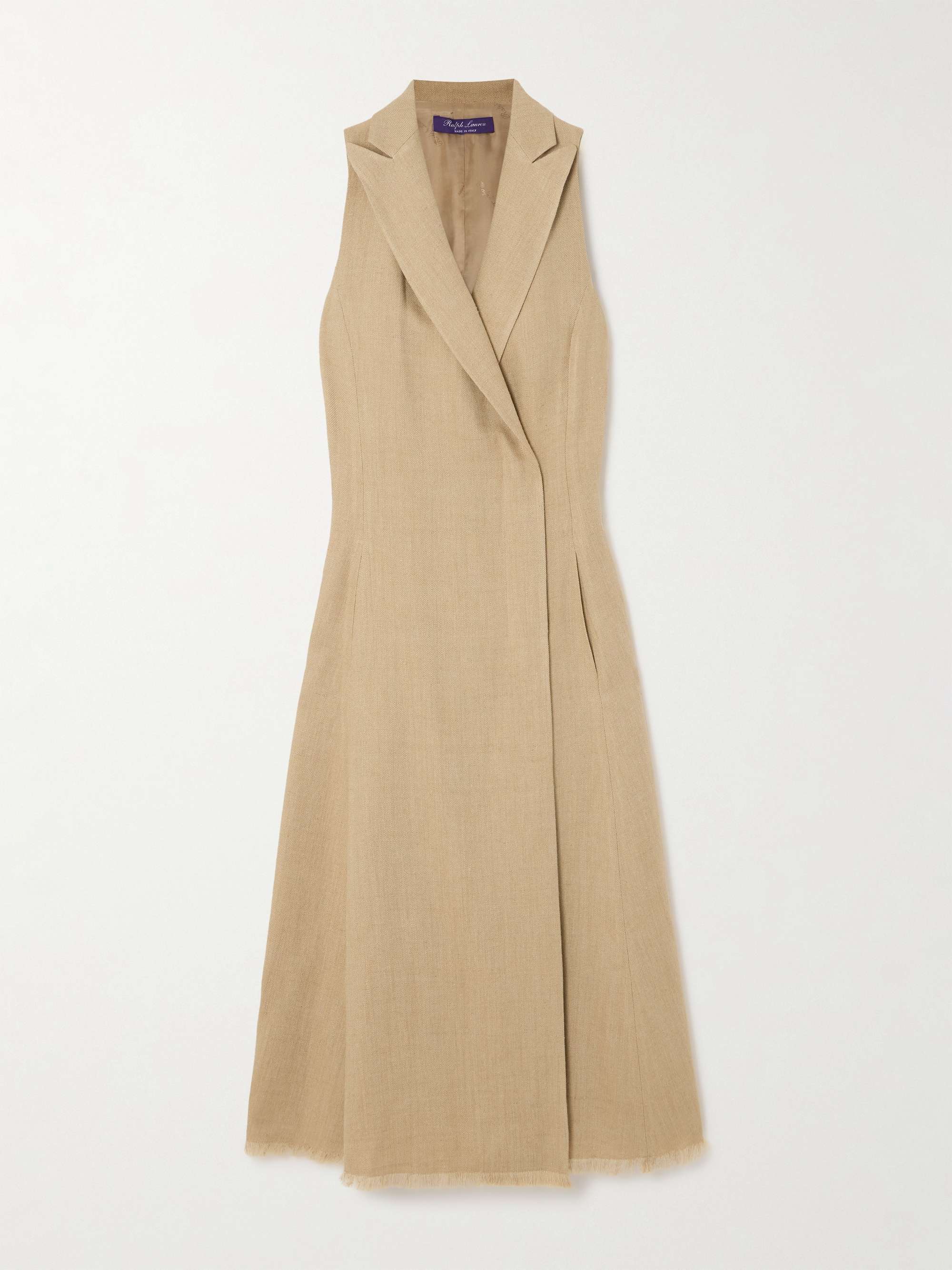 Alecia frayed silk and linen-blend twill midi shirt dress view