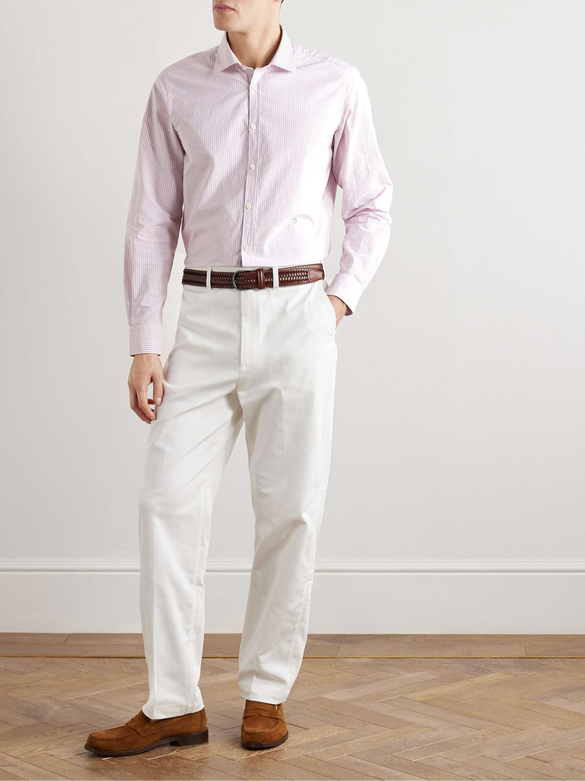 Cutaway-Collar Striped Cotton-Poplin Shirt view