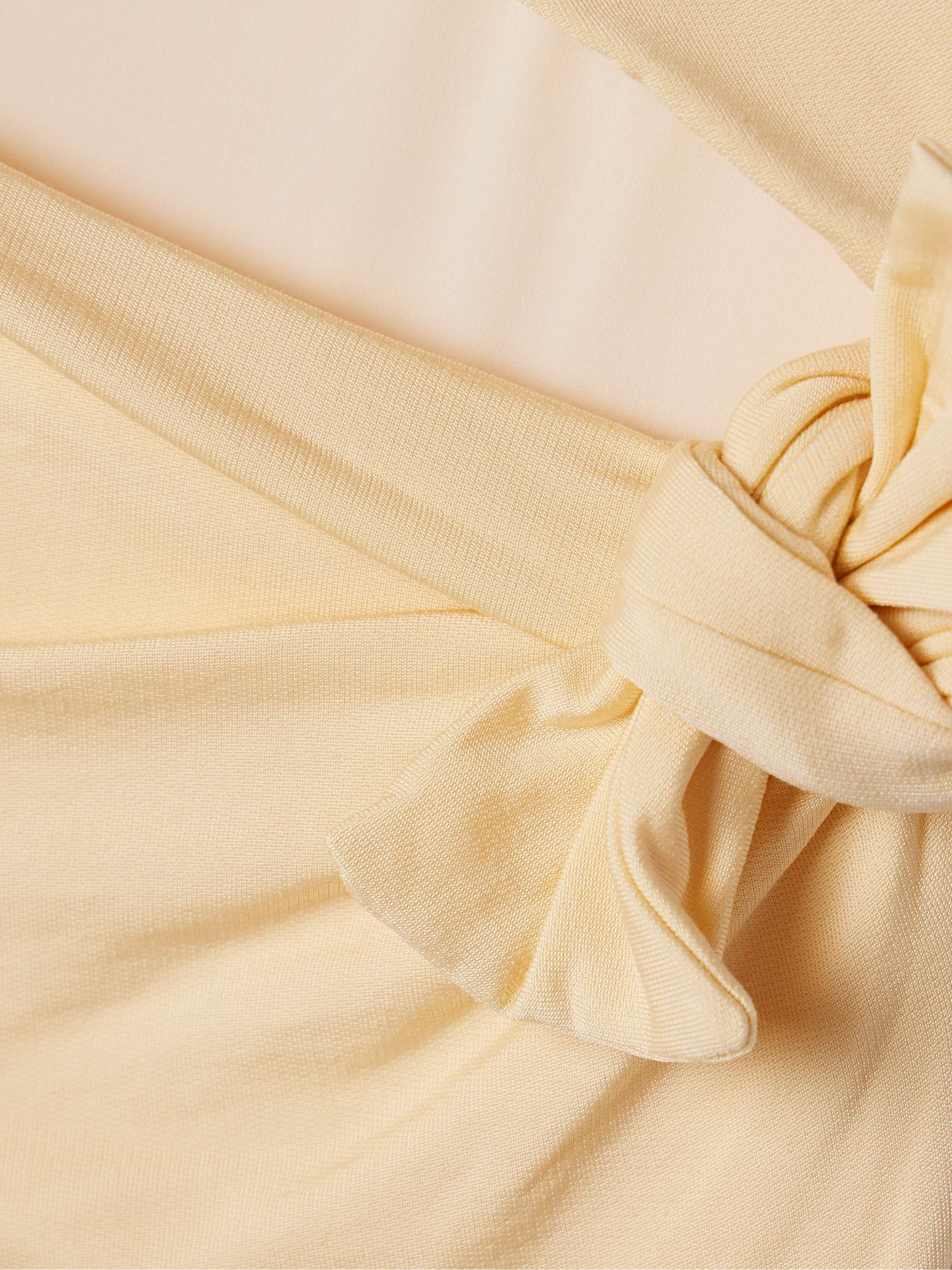 Asymmetric knotted cutout stretch-crepe midi dress view