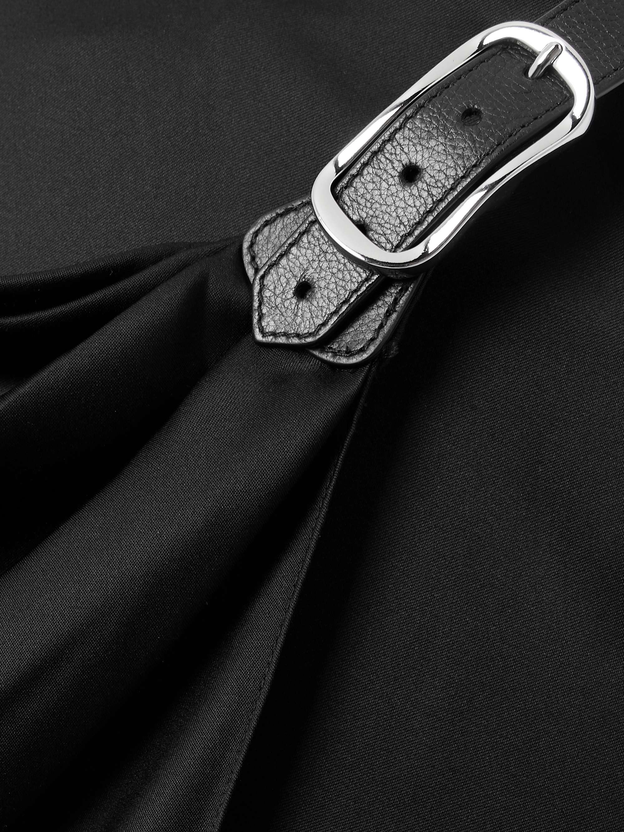 Leather-trimmed silk-satin maxi skirt view