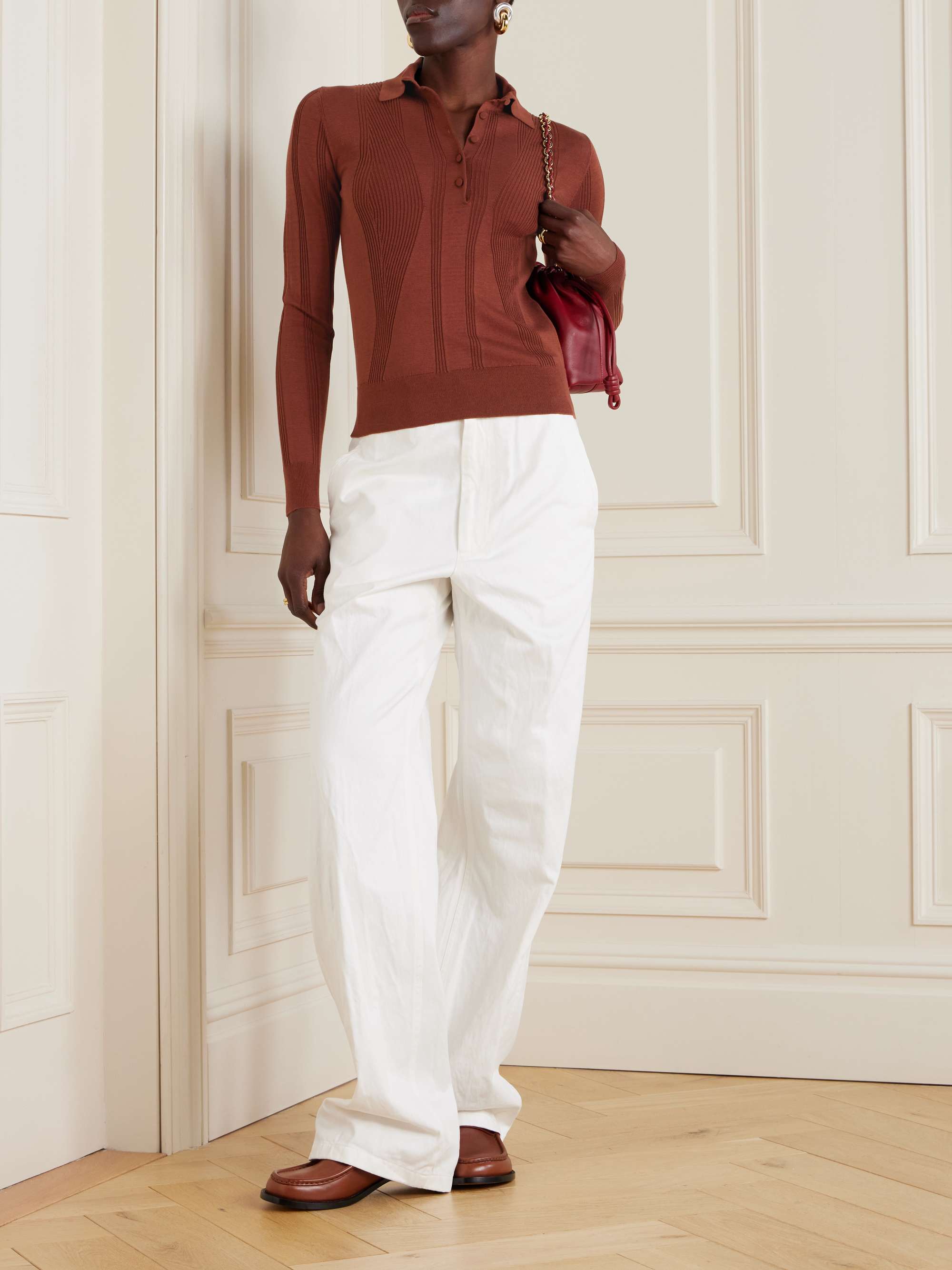 Ribbed cotton polo shirt view