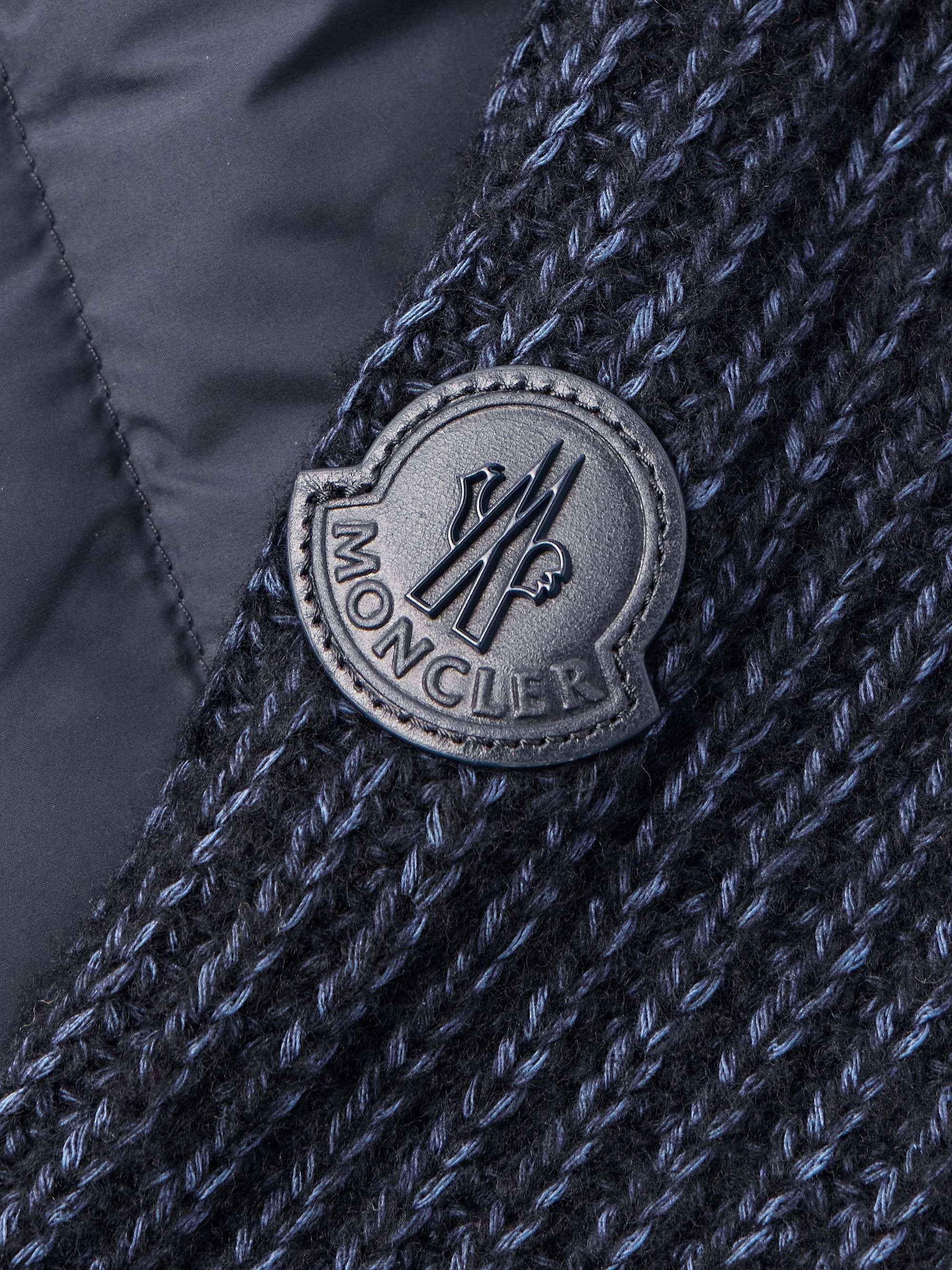 Leather-Trimmed Quilted Shell and Ribbed Cotton and Wool-Blend Down Jacket view