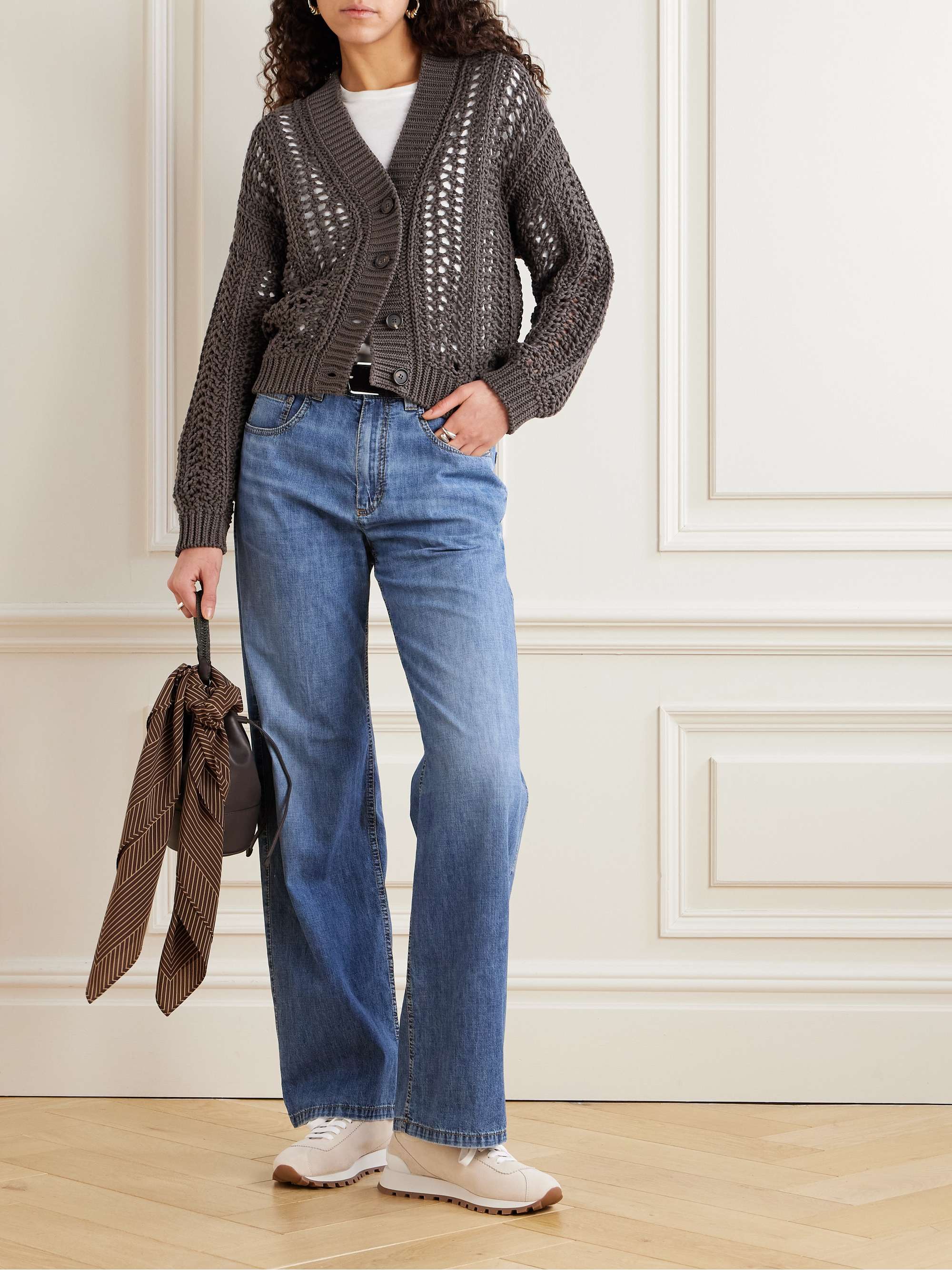 Open-knit cotton cardigan view