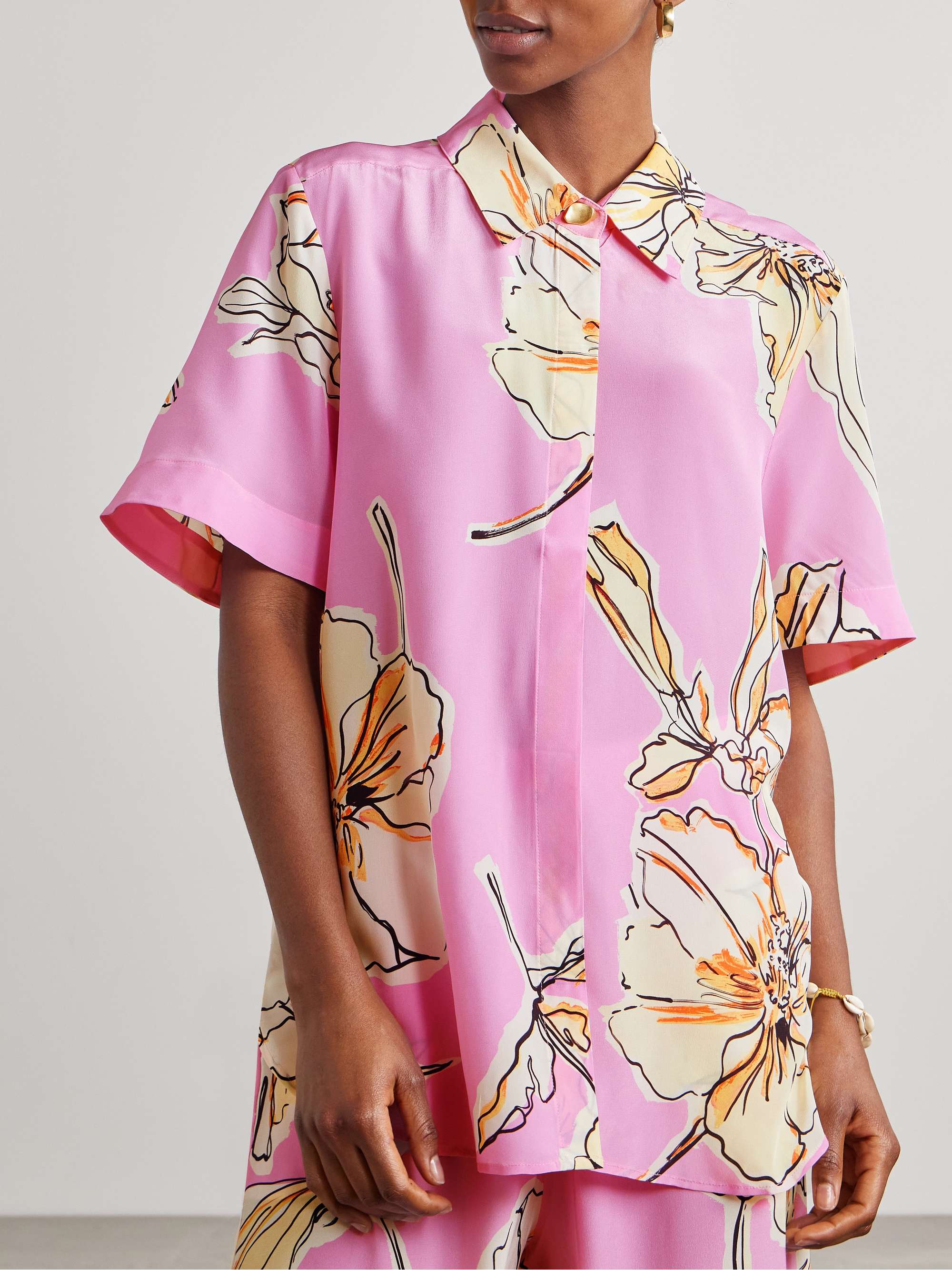 Mirella floral-print silk shirt view
