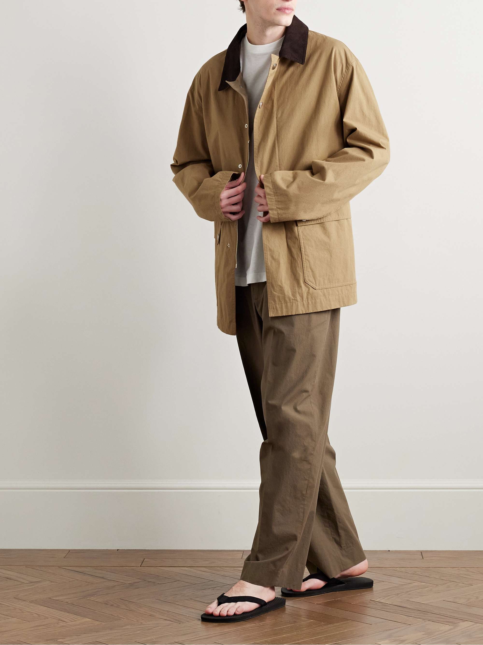 Frank Corduroy-Trimmed Brushed-Cotton Jacket view