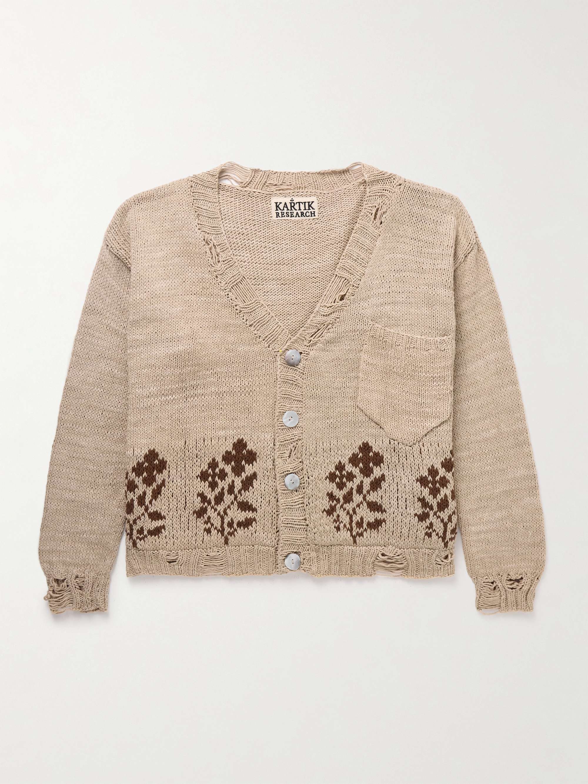 Distressed Intarsia Kala Cotton Cardigan view