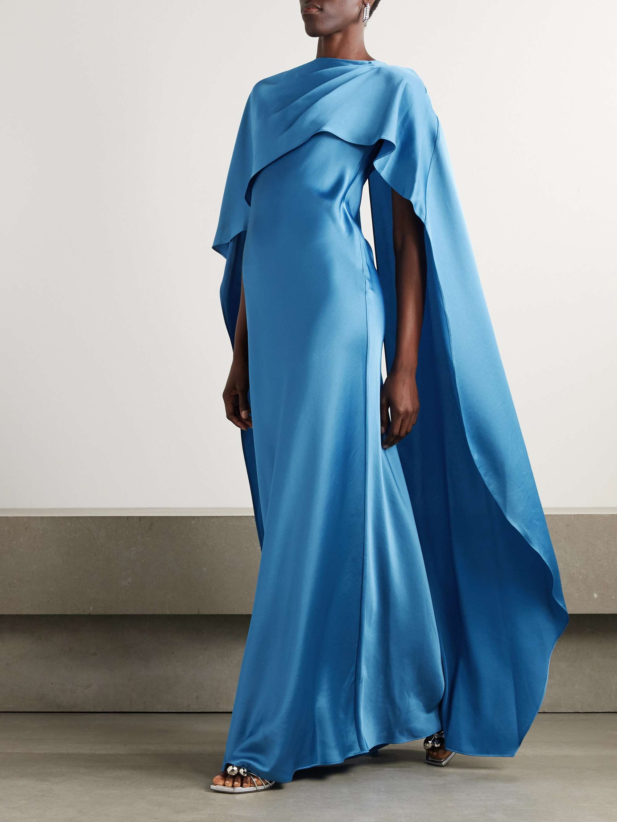 Izel cape-effect satin gown view