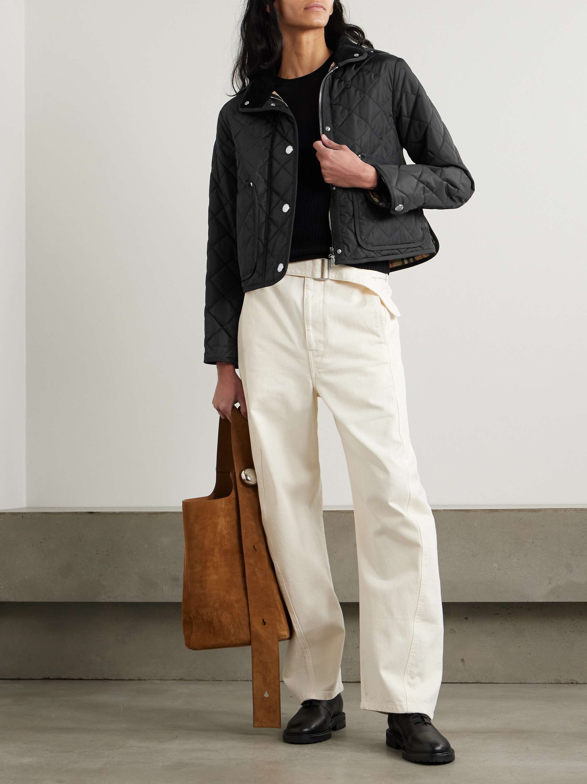 Grosgrain-trimmed quilted shell jacket view