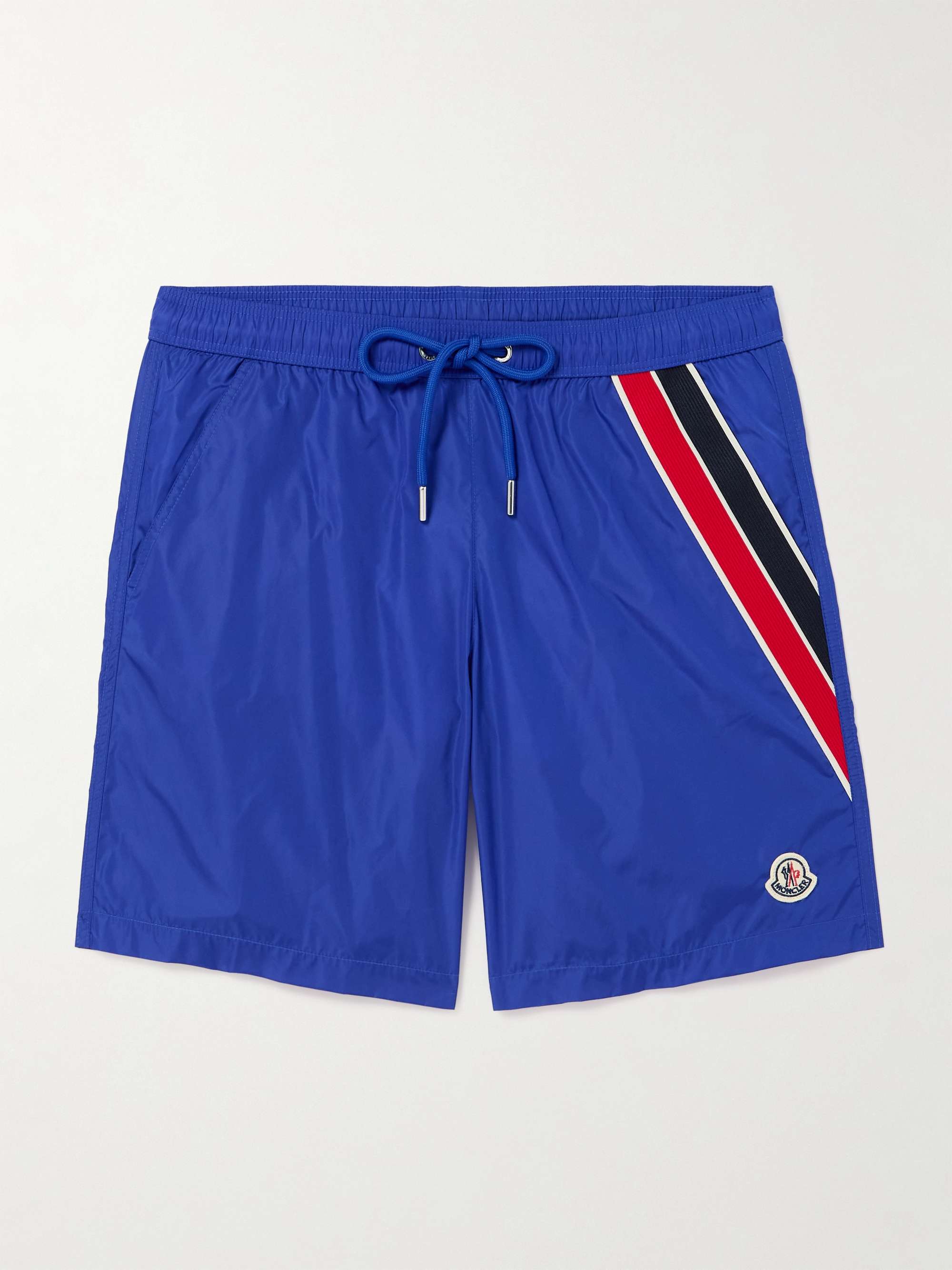 Straight-Leg Mid-Length Logo-Appliquéd Striped Recycled Swim Shorts view