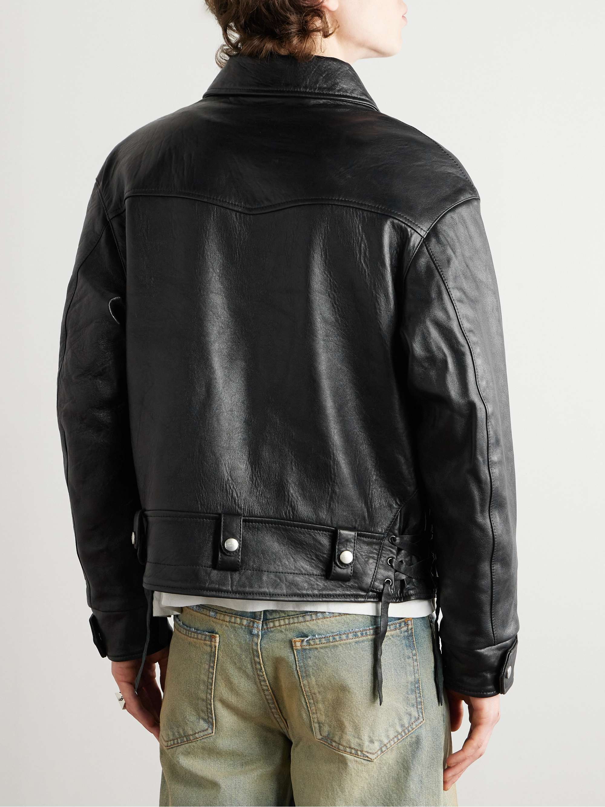 Glossed-Leather Biker Jacket view