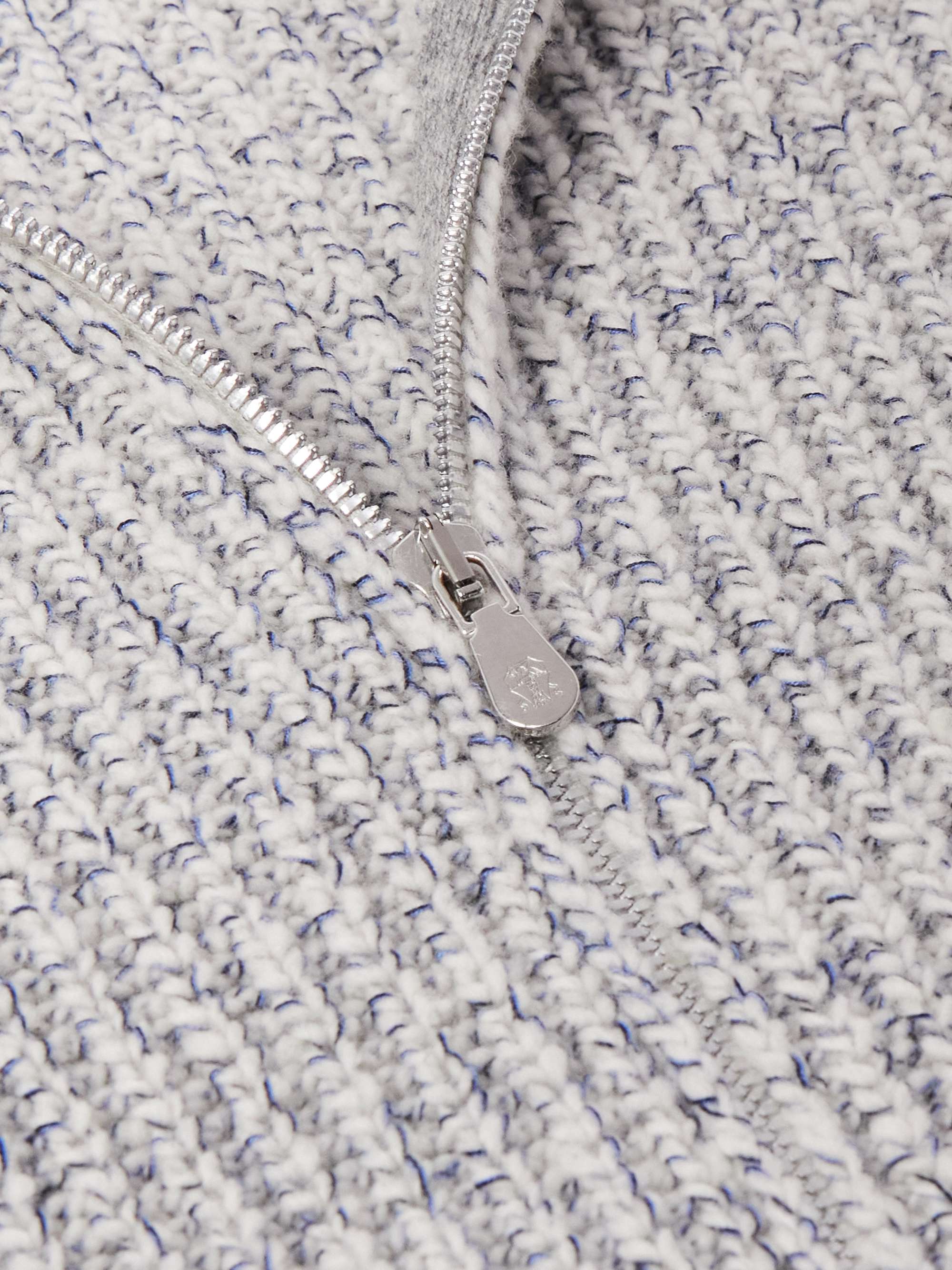 Ribbed Wool, Silk and Cashmere-Blend Zip-Up Cardigan view