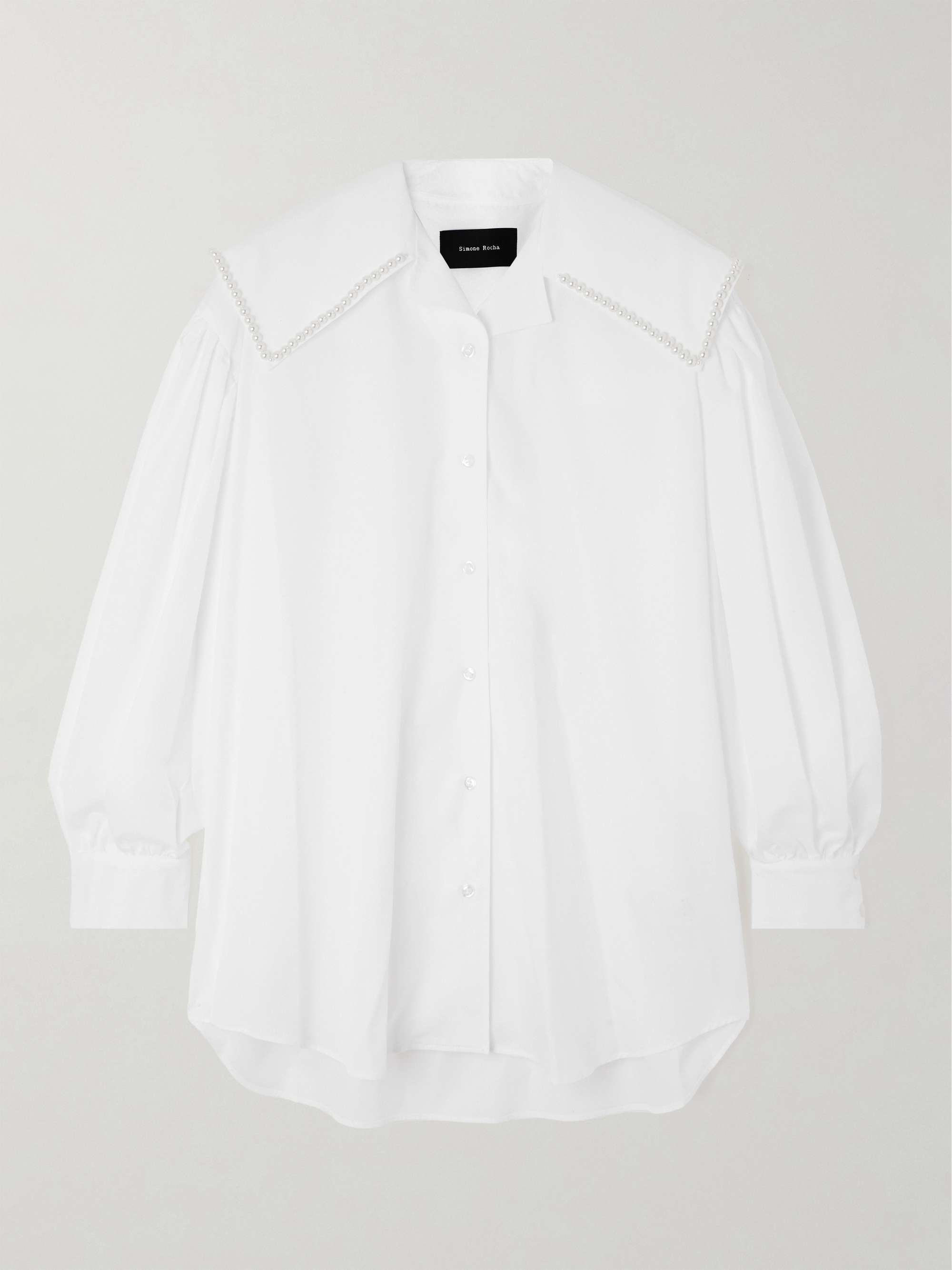 Faux pearl-embellished cotton-poplin shirt view