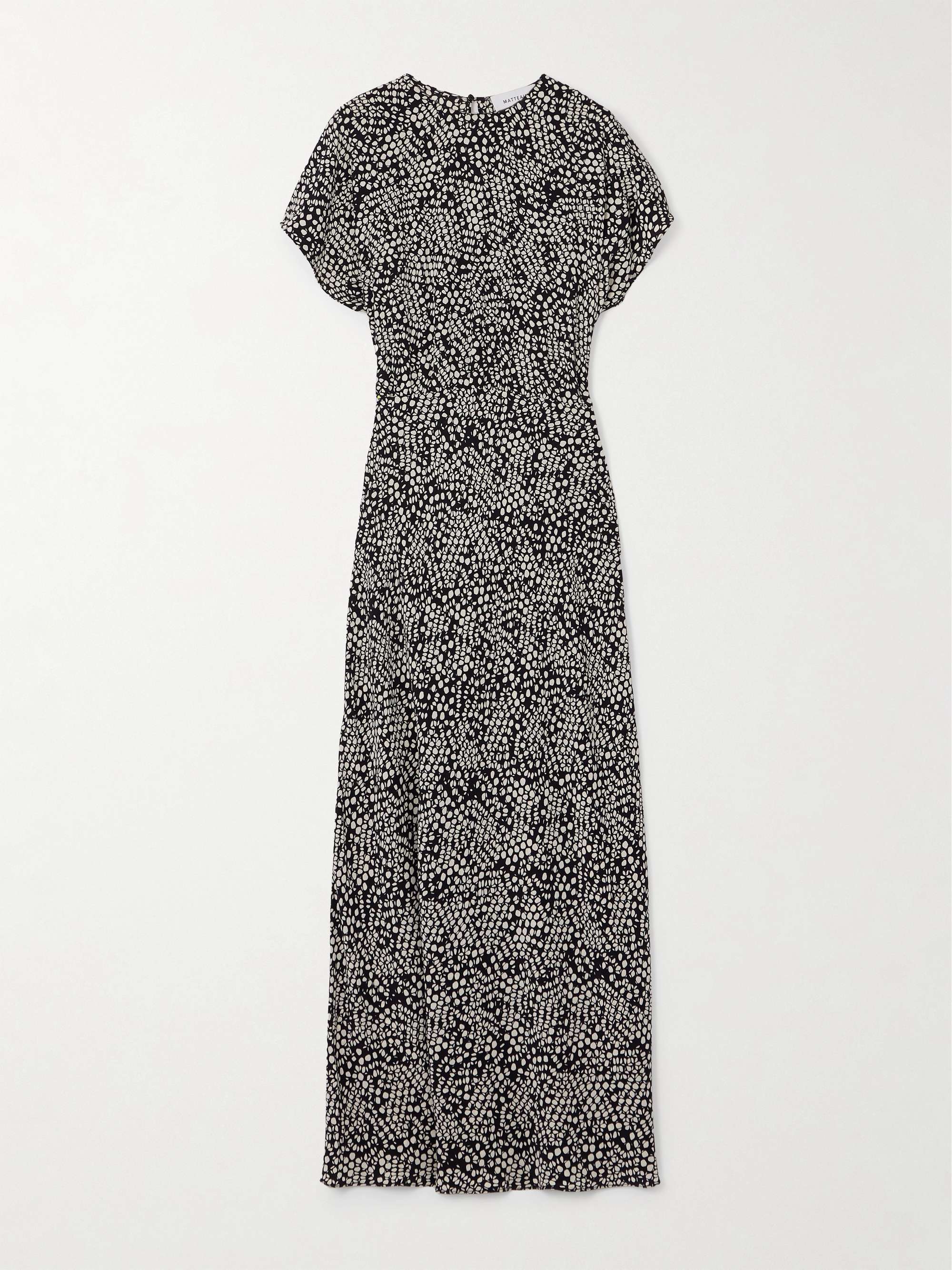 Gathered printed silk crepe de chine maxi dress view