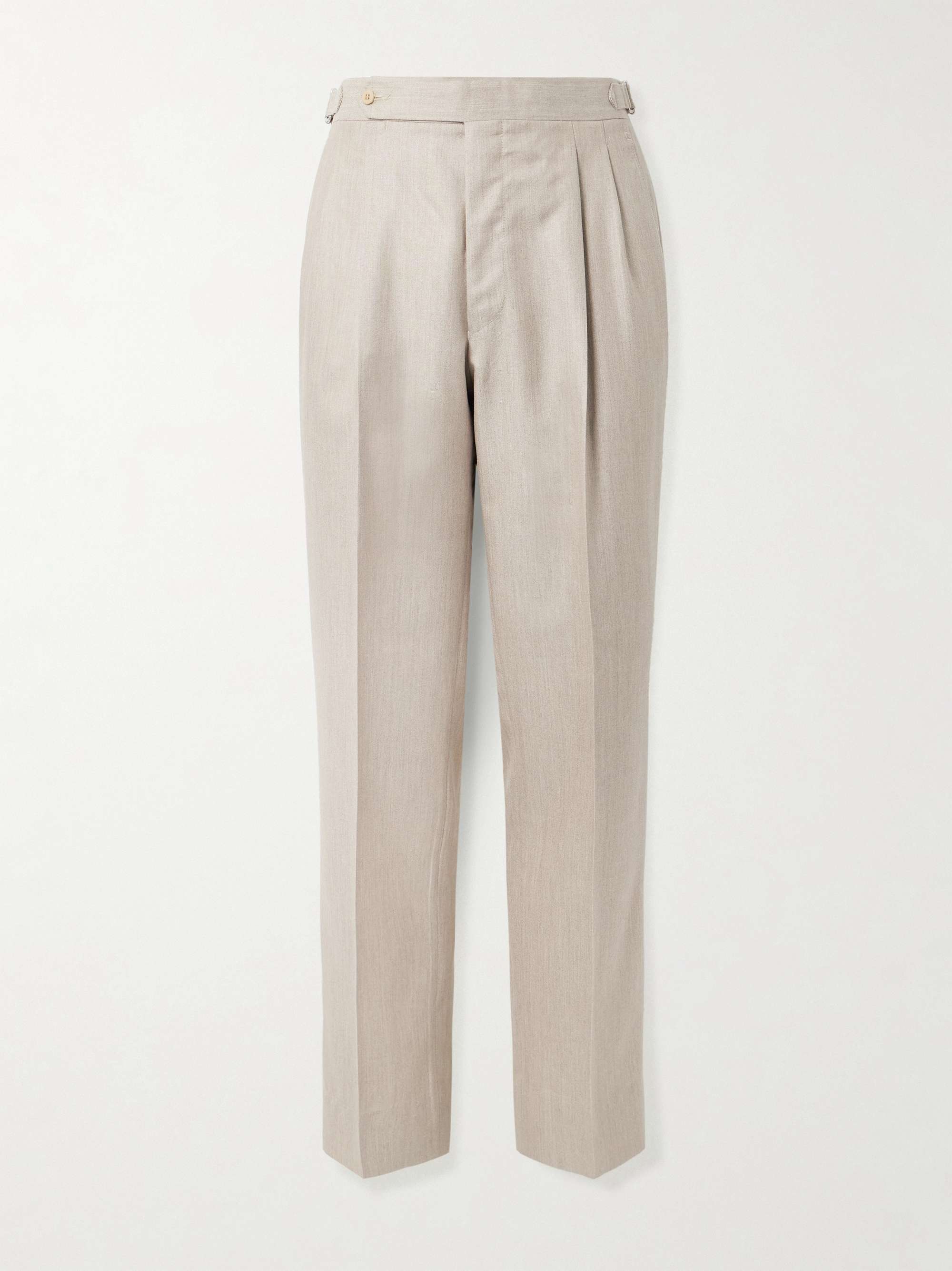 Straight-Leg Pleated Cashmere Suit Trousers view