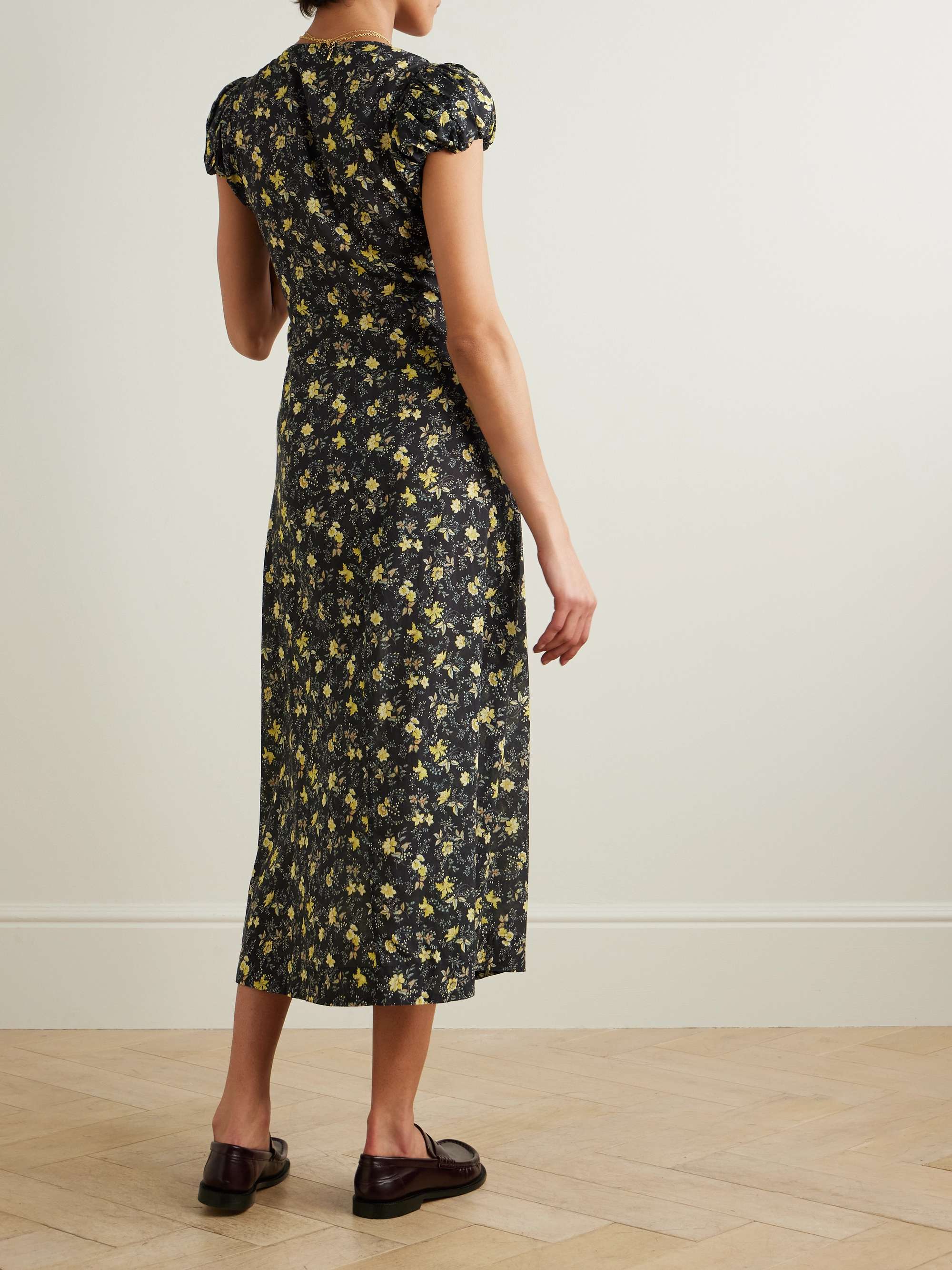 Rosalinda floral-print organic cotton-blend voile midi dress view
