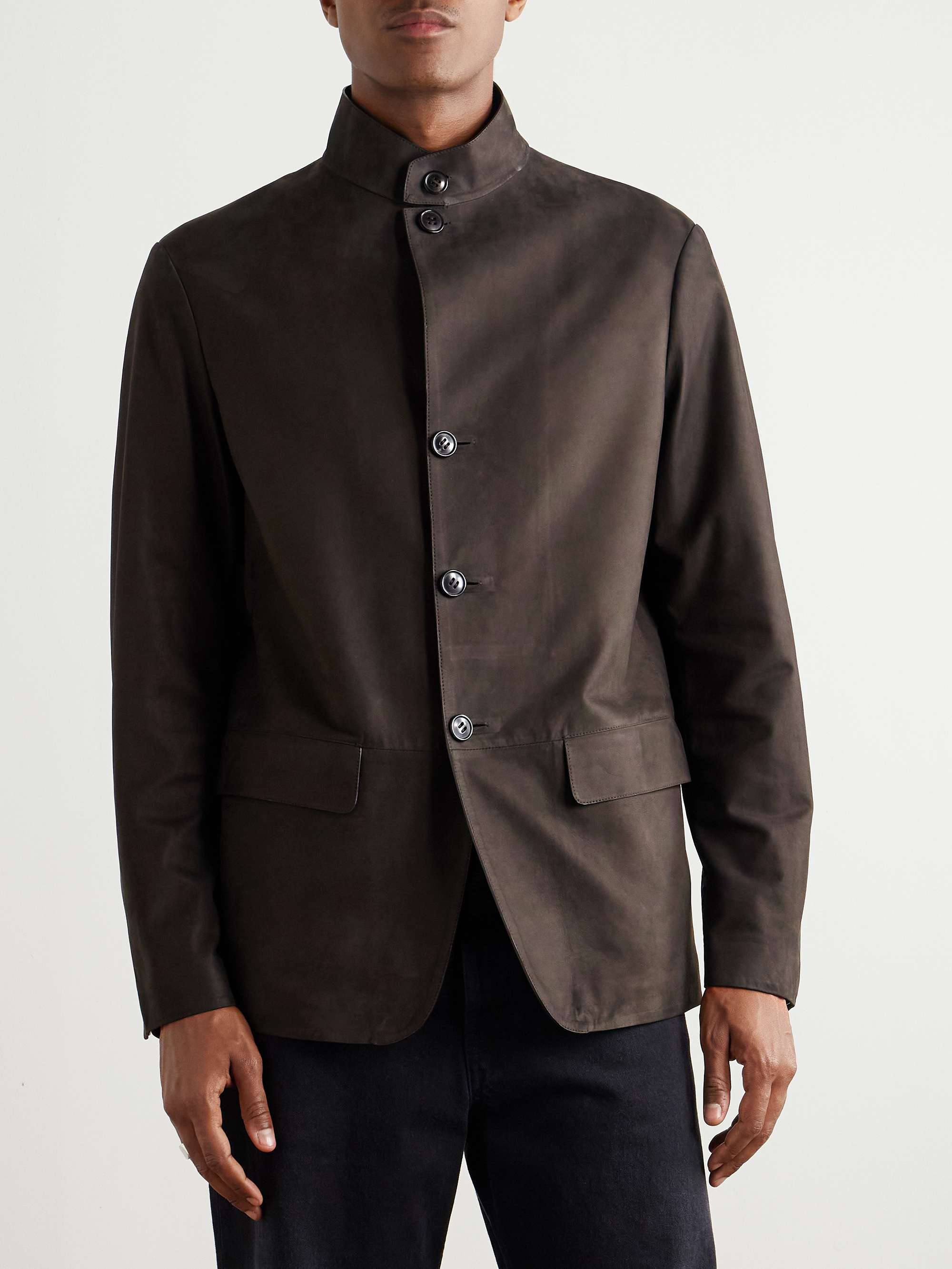 Nehru-Collar Nubuck Jacket view
