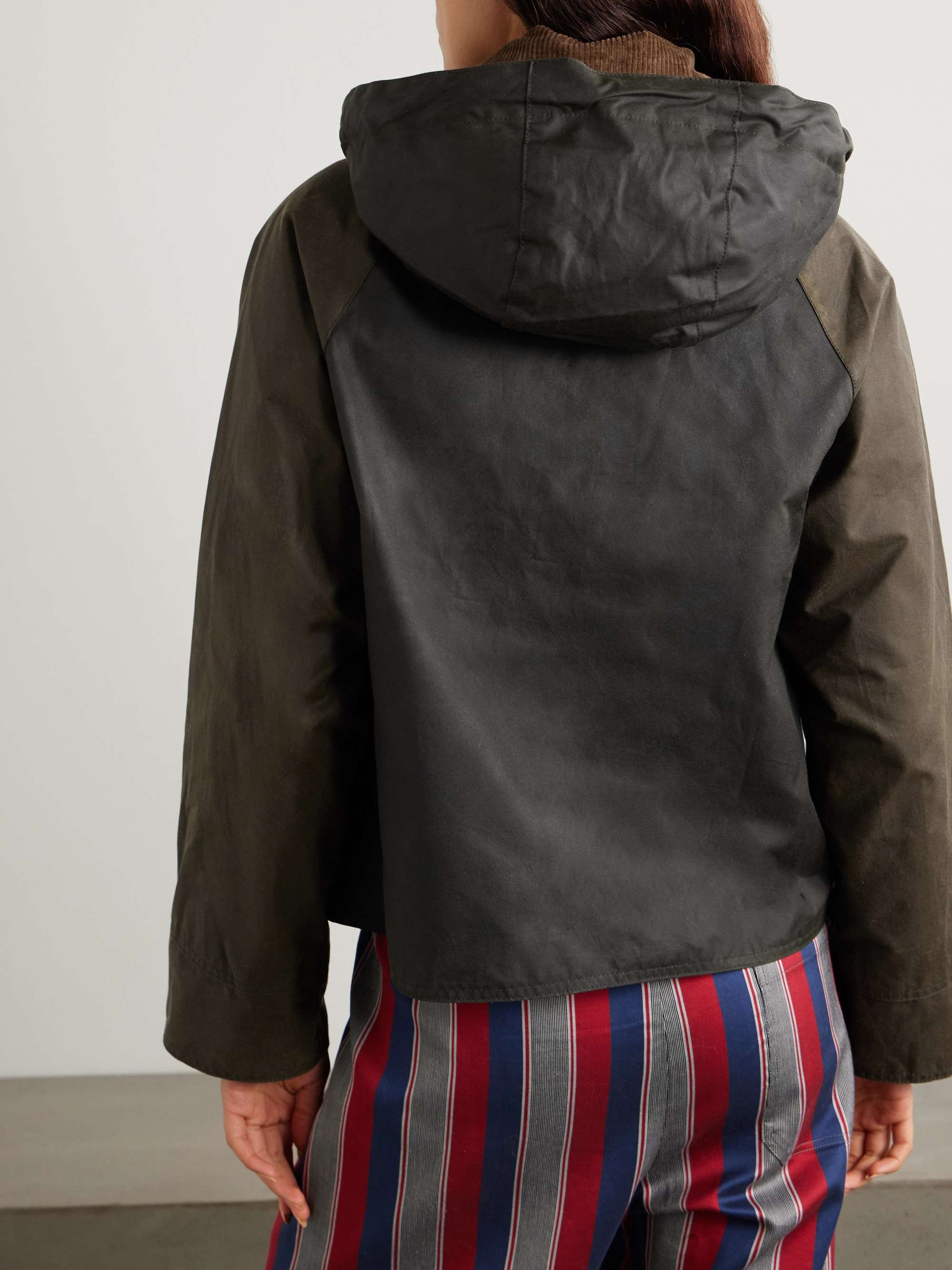 Reighton Spey hooded corduroy-trimmed waxed-cotton jacket view