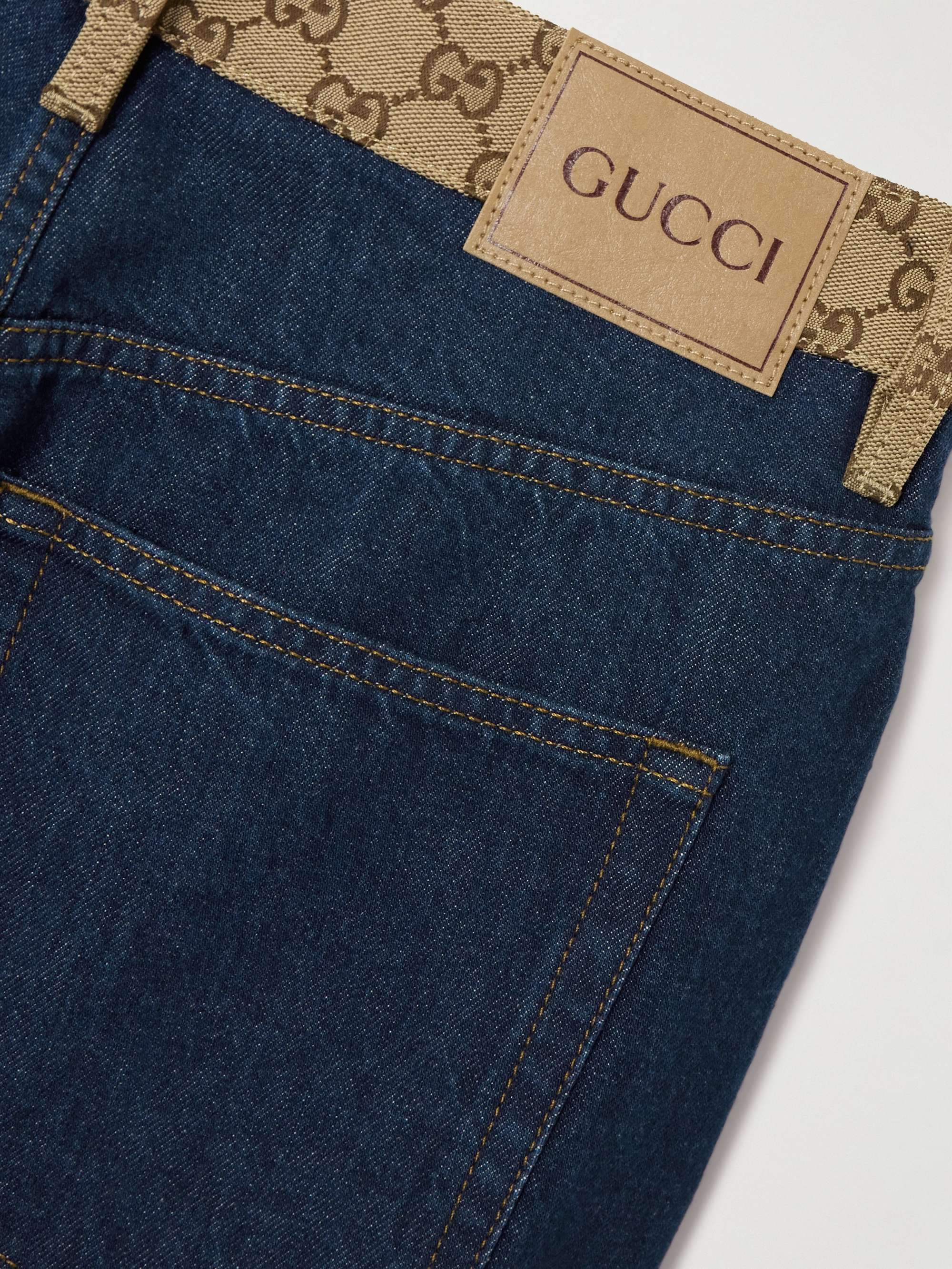 Canvas jacquard-trimmed boyfriend jeans view
