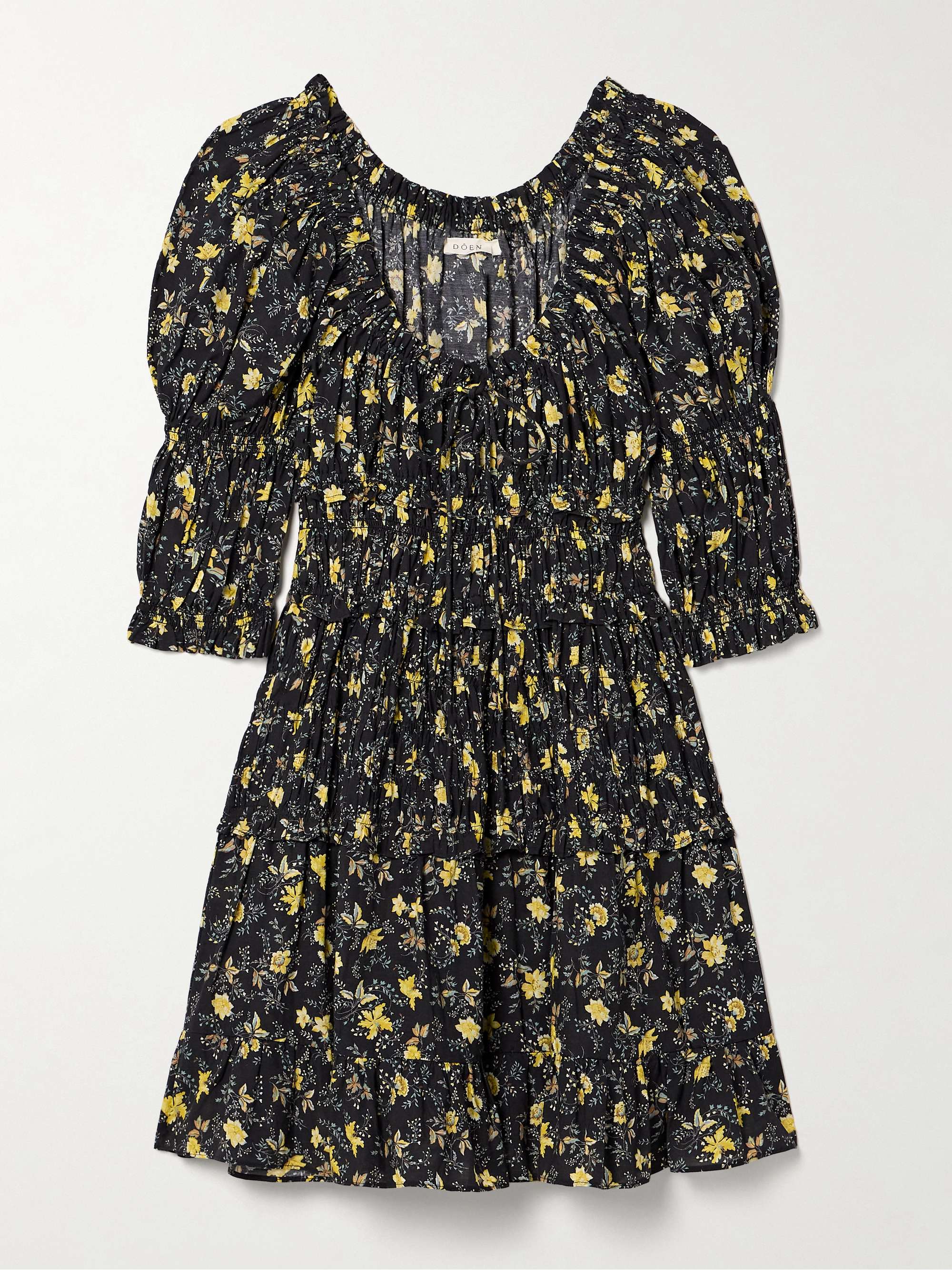 Ismene shirred floral-print organic cotton-blend voile mini dress view