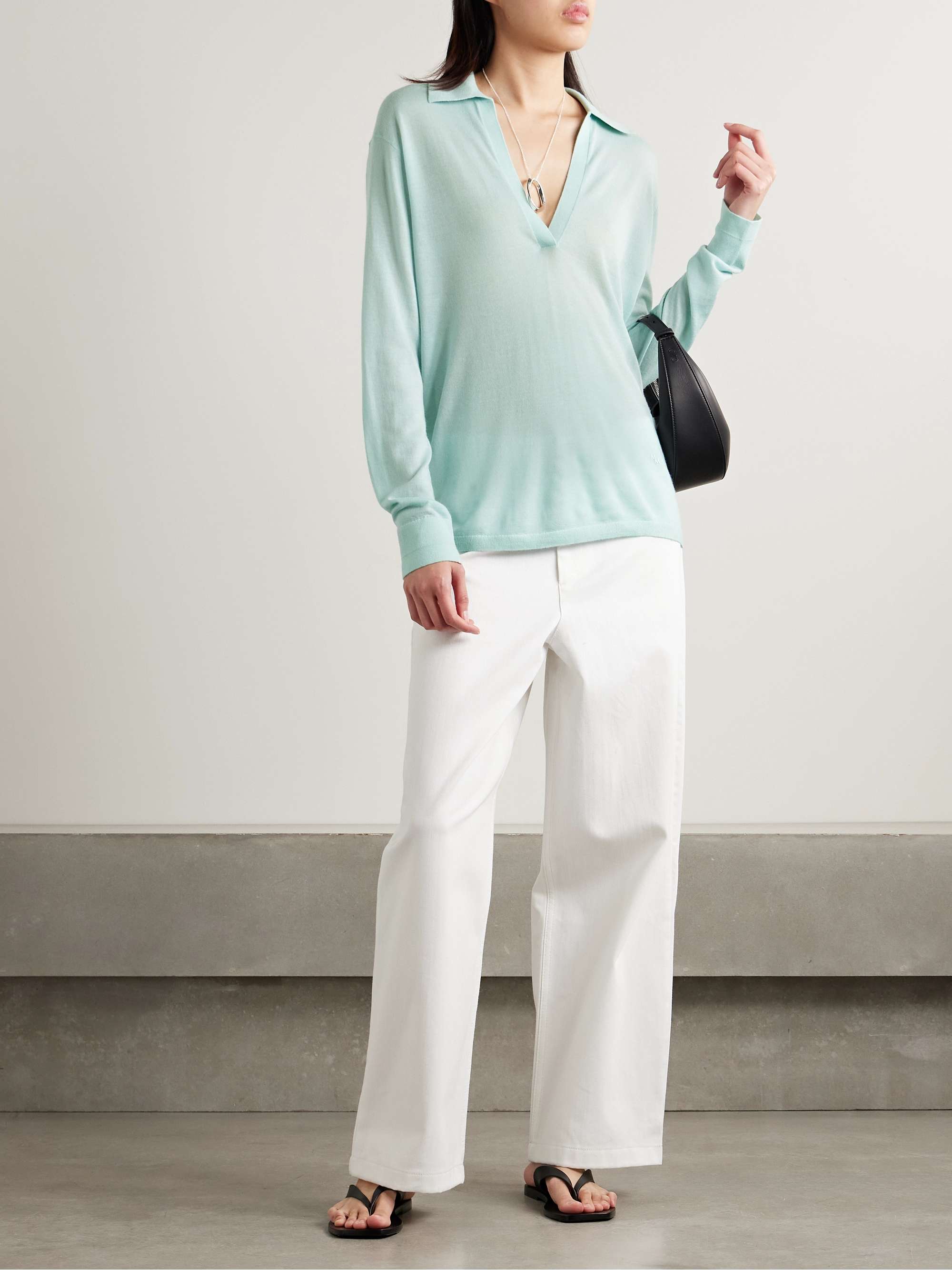 Cashmere polo top view
