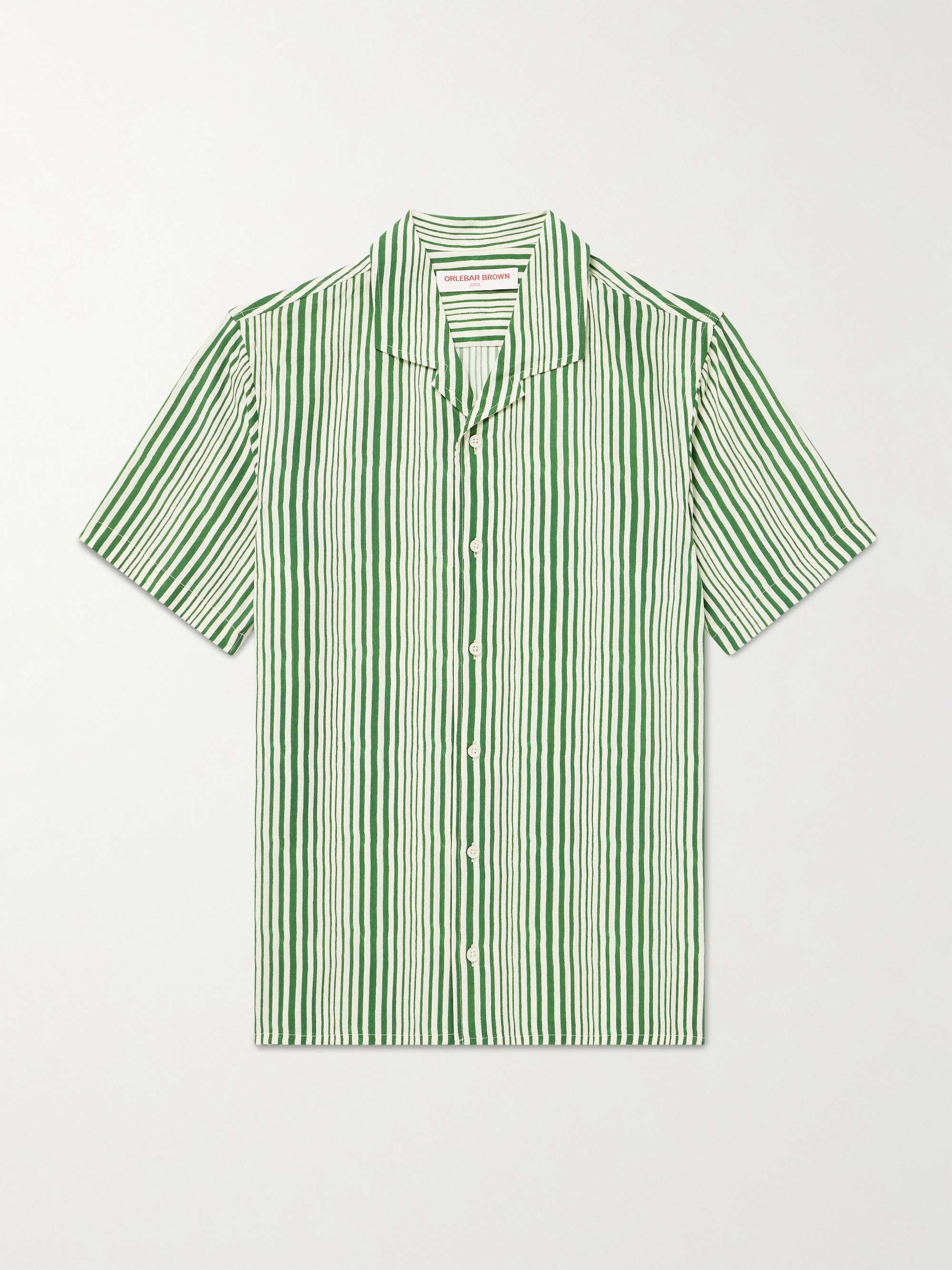 Hibbert Camp-Collar Striped Lyocell Shirt view