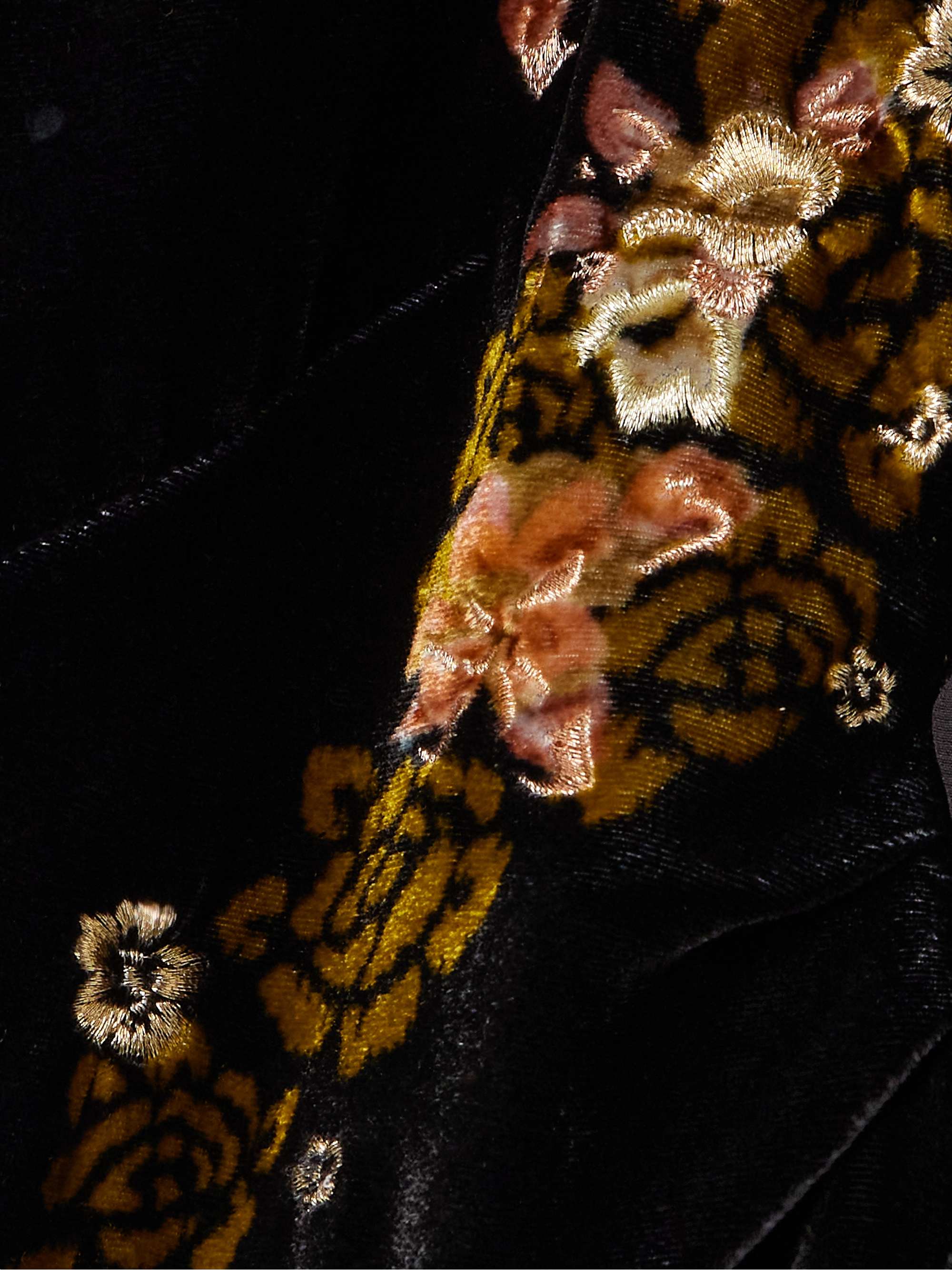 Jinx C silk-trimmed floral-print velvet midi dress view