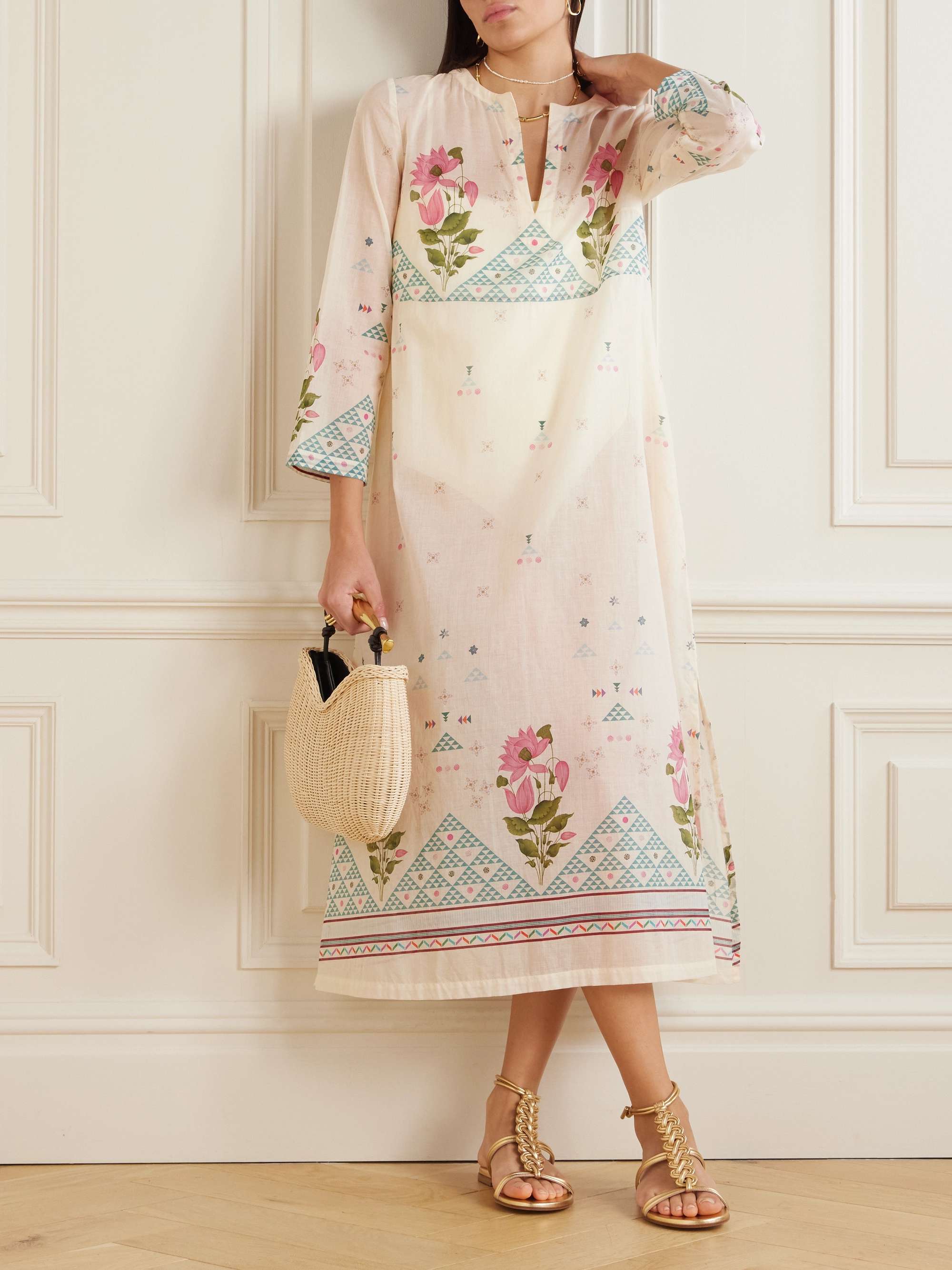 Giada printed cotton-voile kaftan view