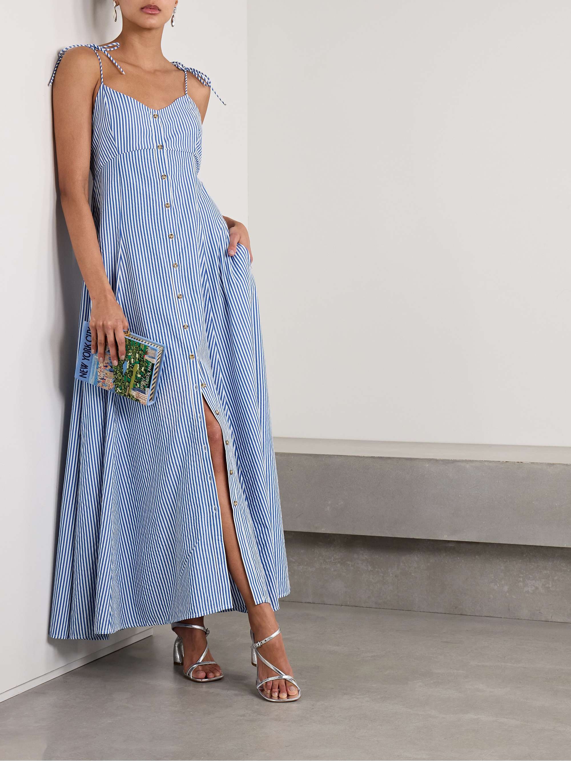 High Garden pleated striped poplin maxi dress view