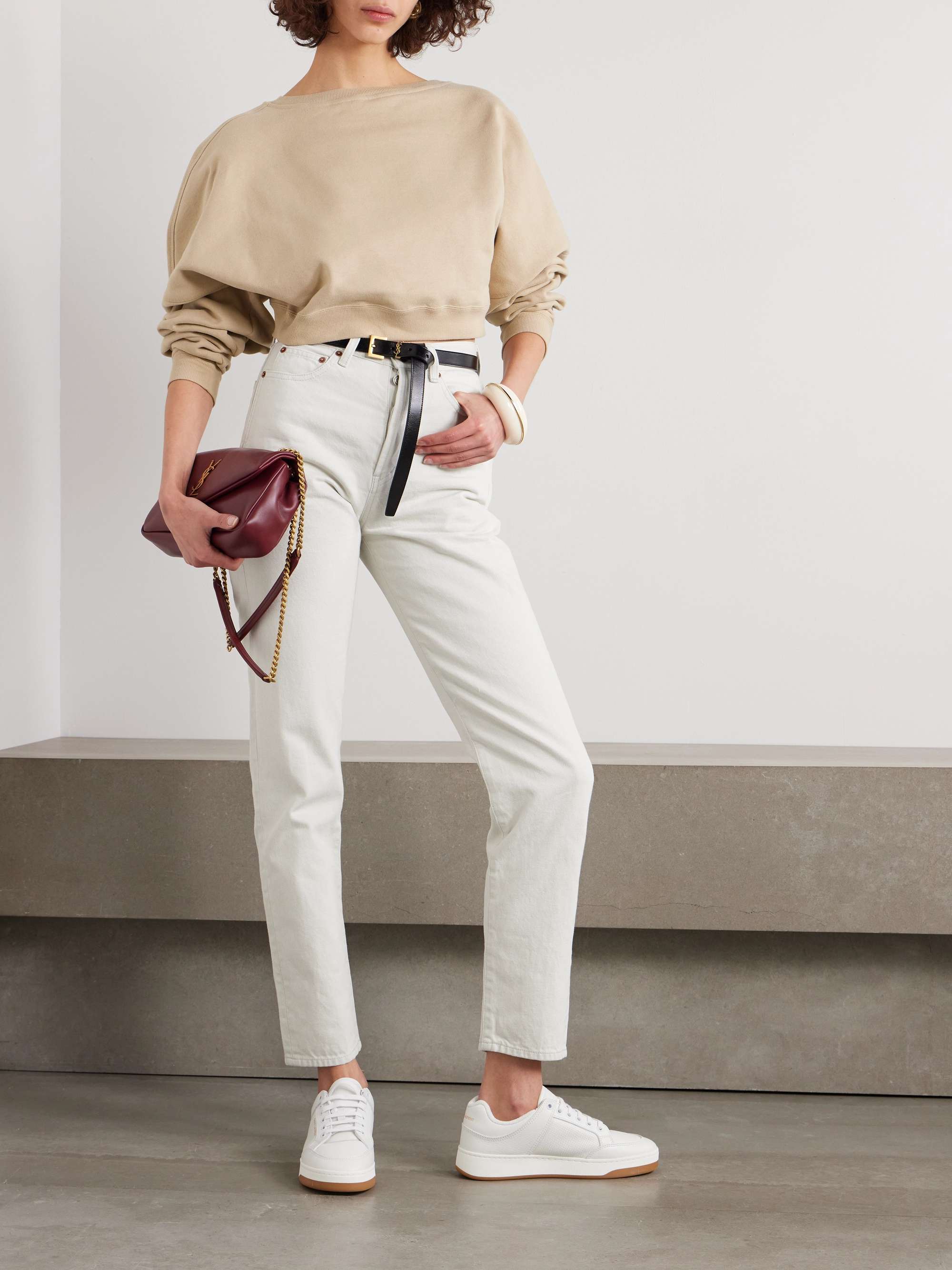 Cropped embroidered cotton-jersey sweater view