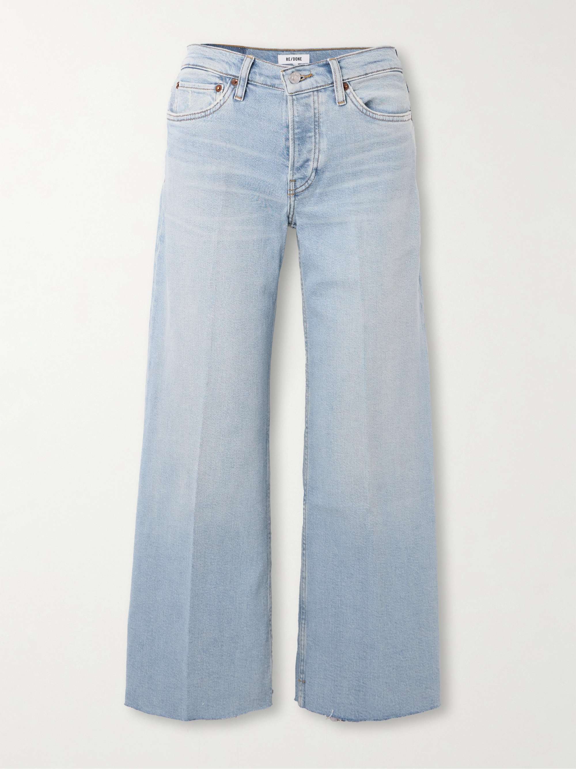 Frayed mid-rise wide-leg jeans view