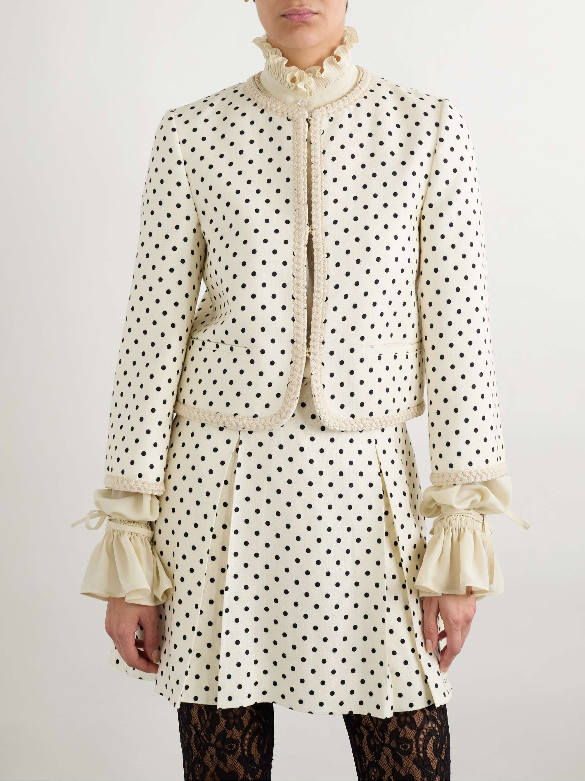 Embroidered polka-dot woven jacket view