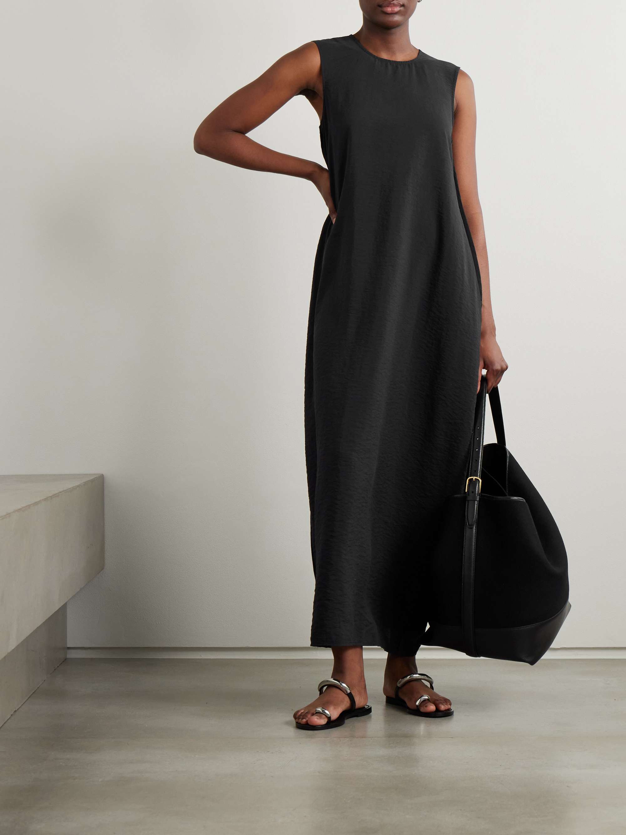 Hammered silk-blend maxi dress view