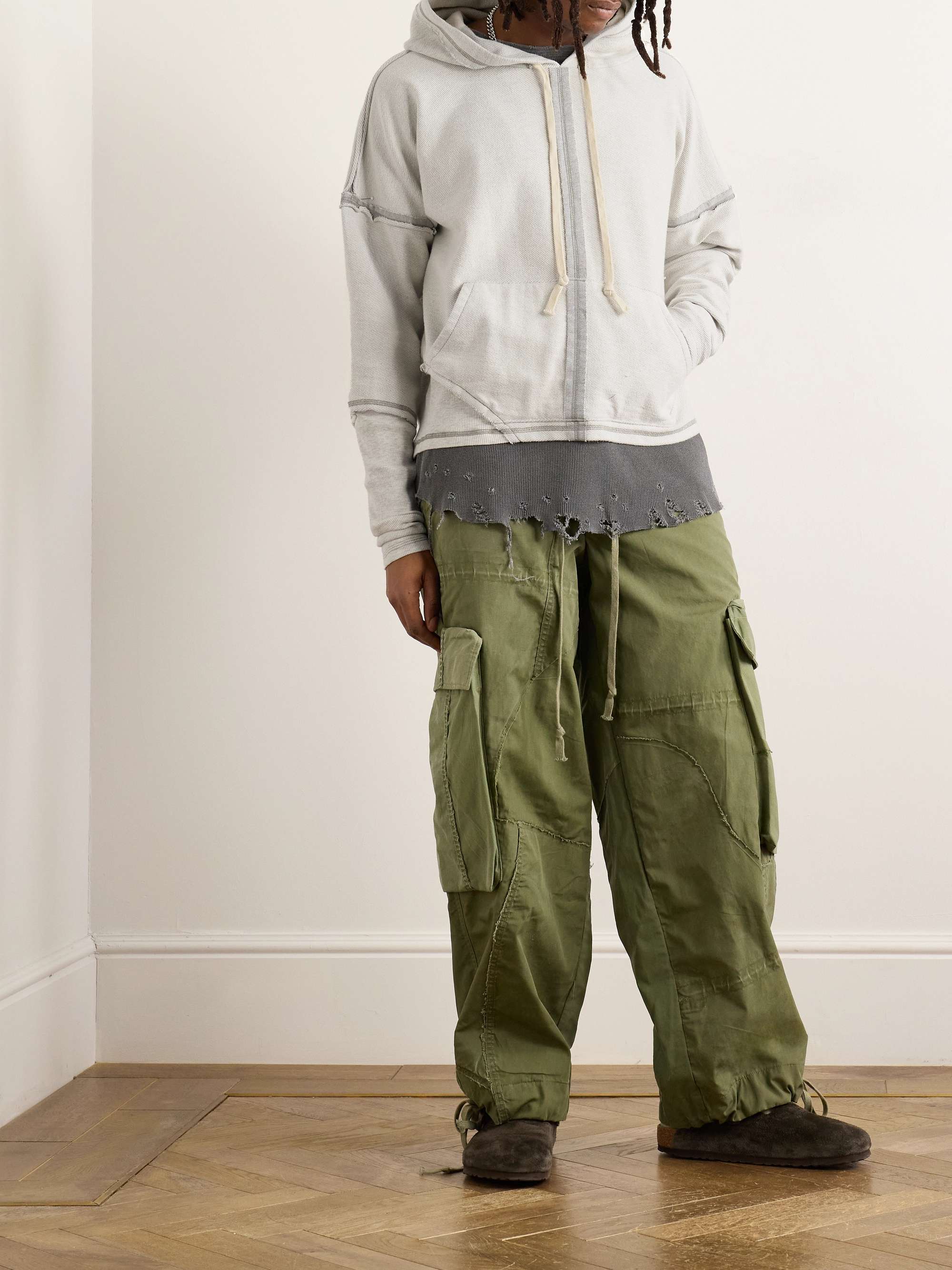 Frayed Cotton-Jersey Hoodie view