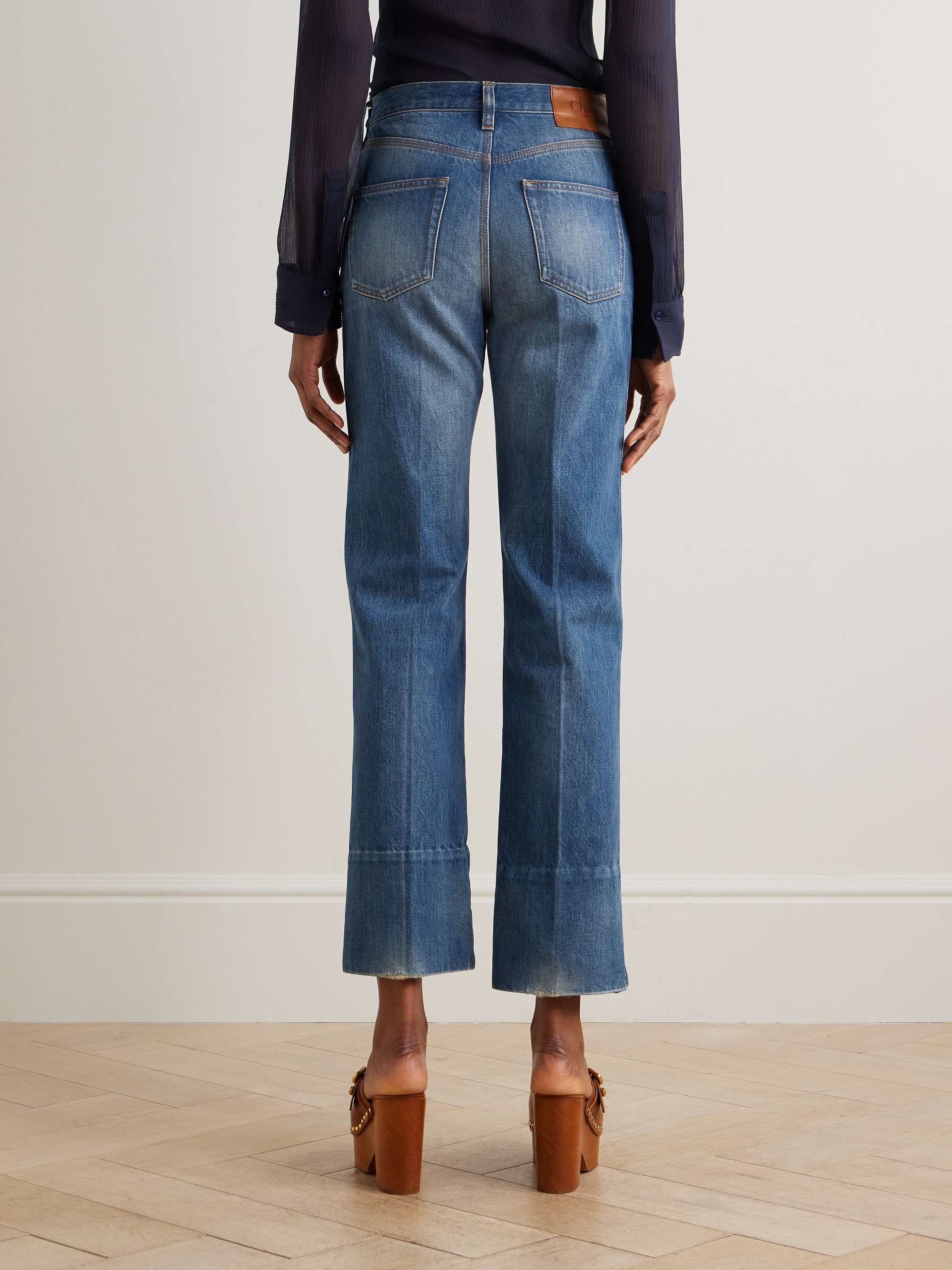 Embellished mid-rise straight-leg organic jeans view