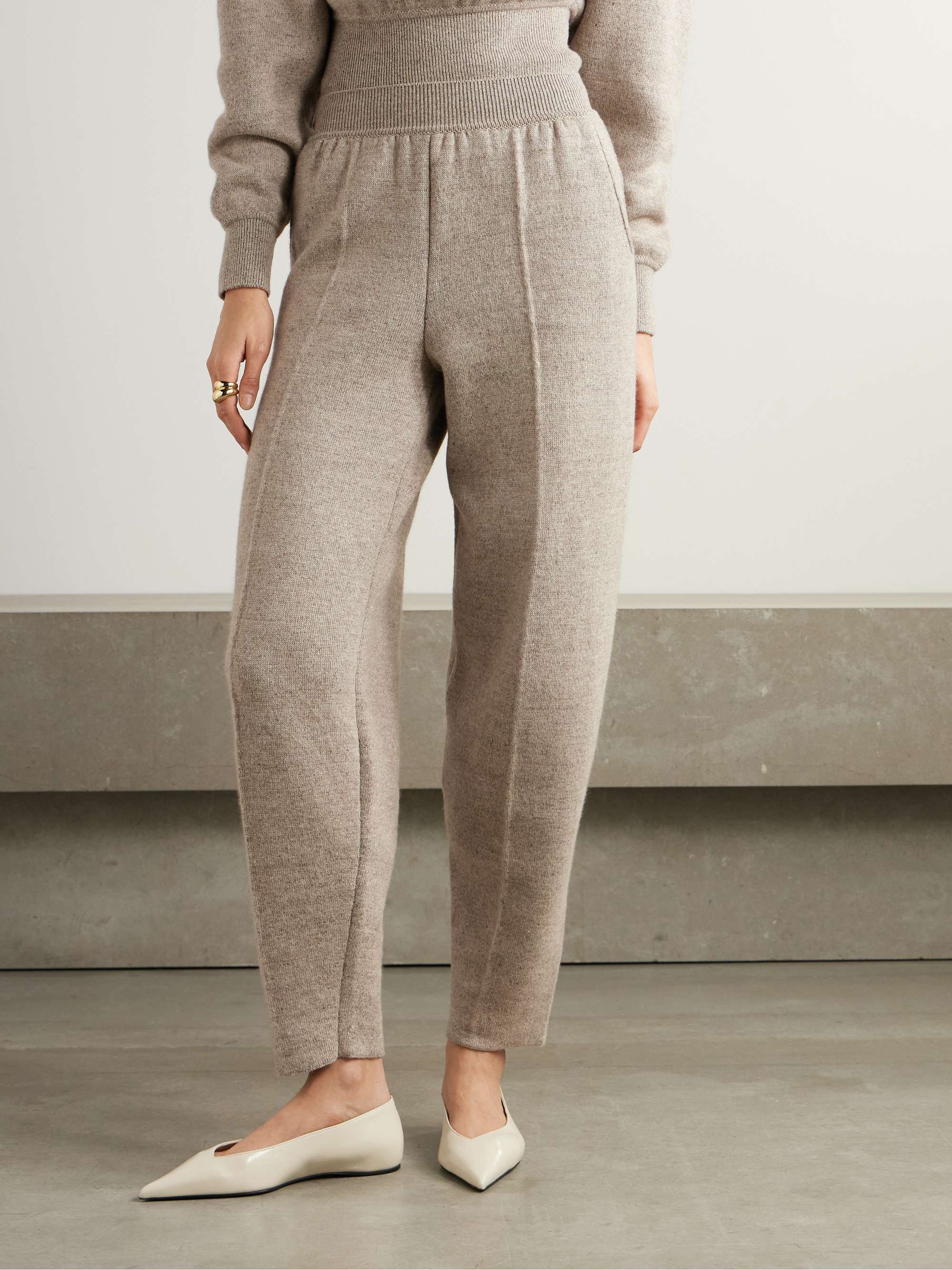 Linen and cashmere-blend tapered pants view