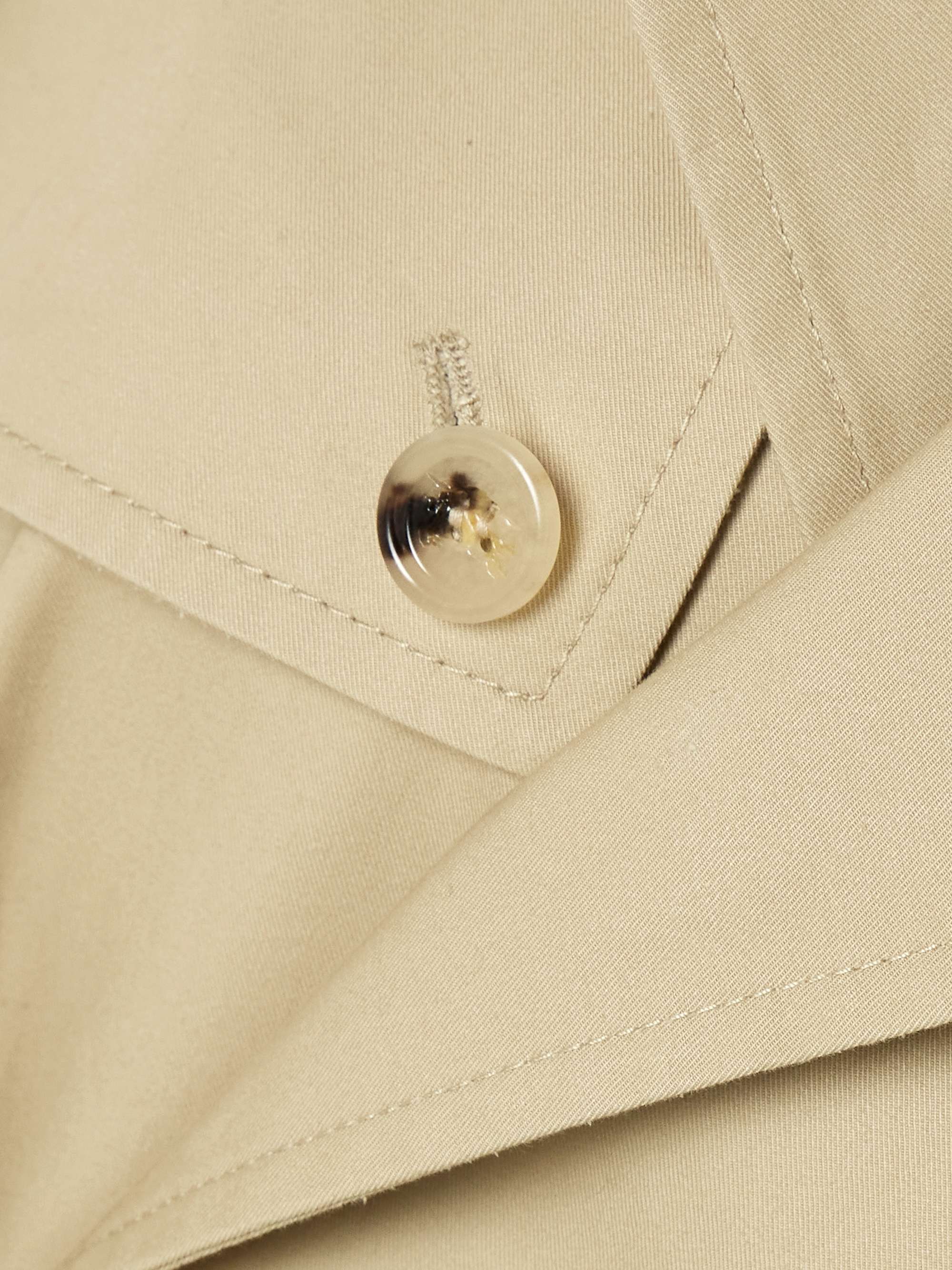 Waterloo cropped double-breasted leather-trimmed gabardine trench coat view