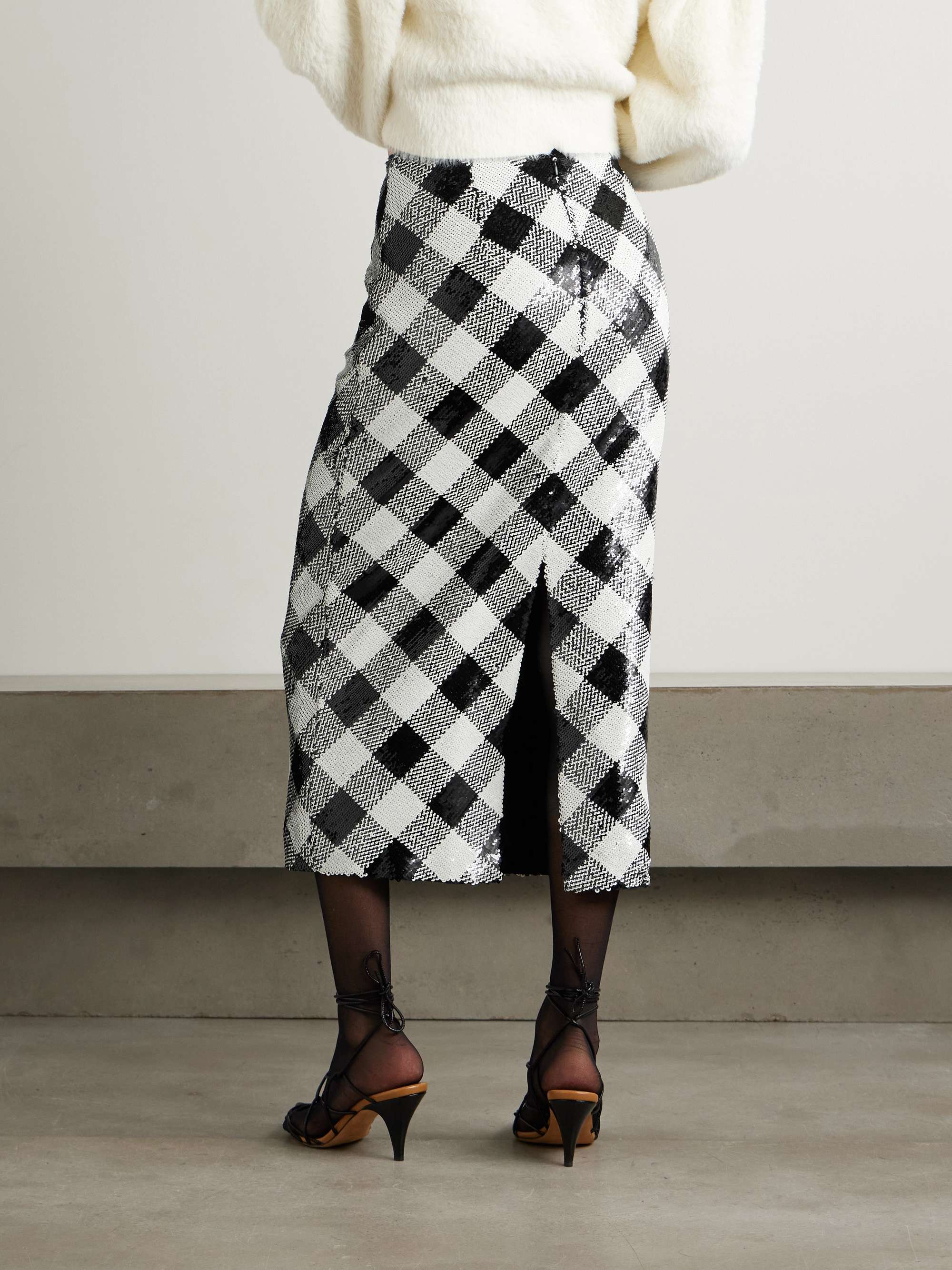 Allora checked sequined crepe midi skirt view