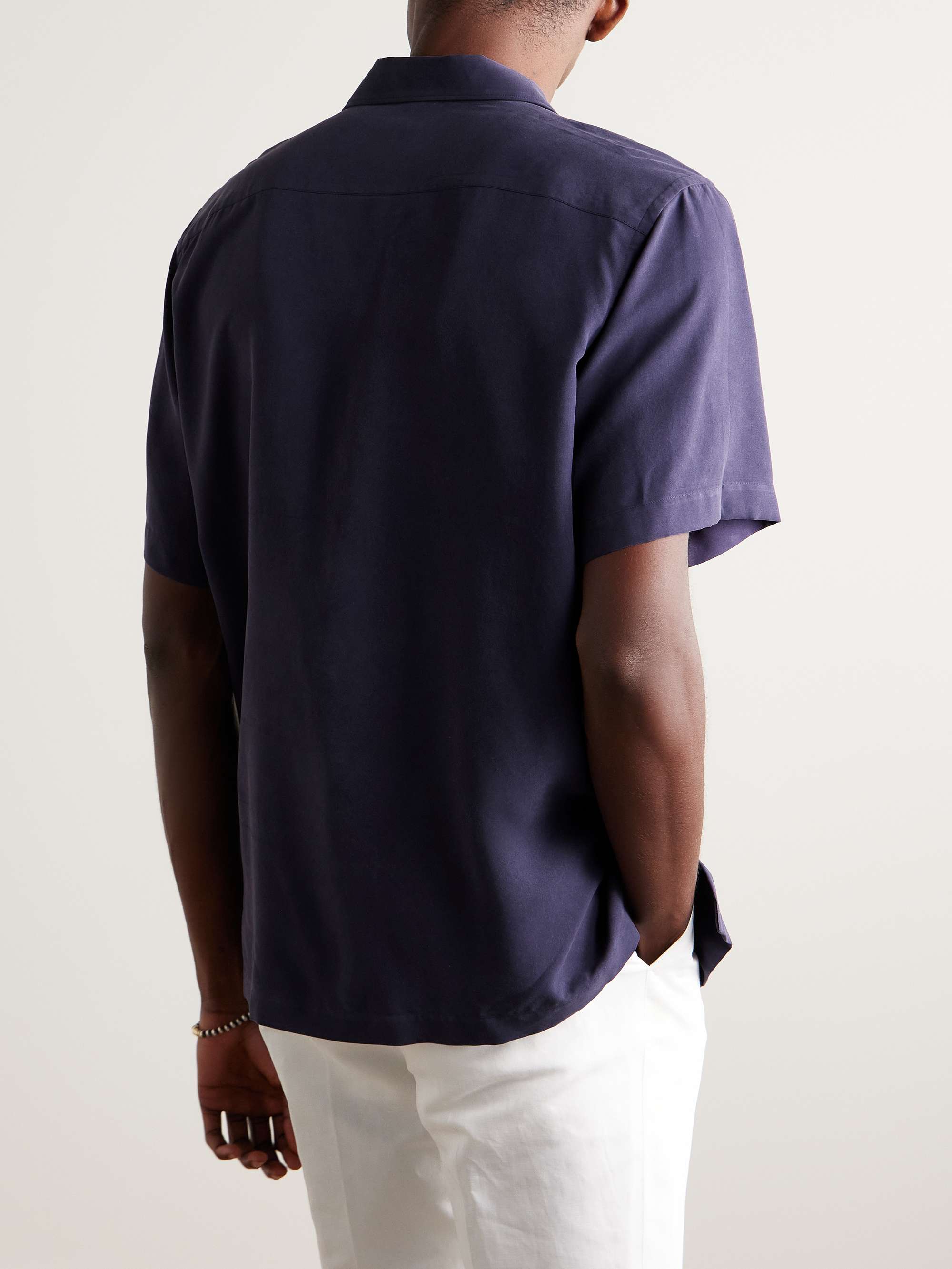 Camp-Collar Washed-Silk Shirt view