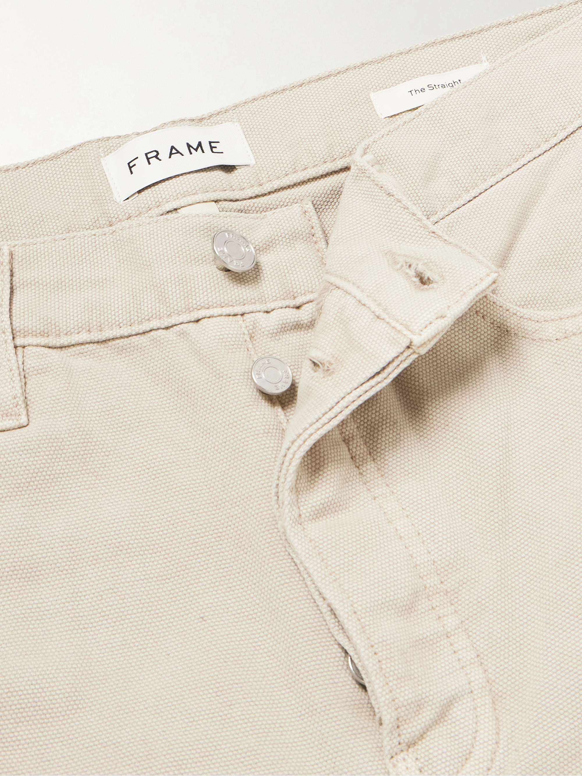 Distressed Straight-Leg Cotton-Canvas Shorts view