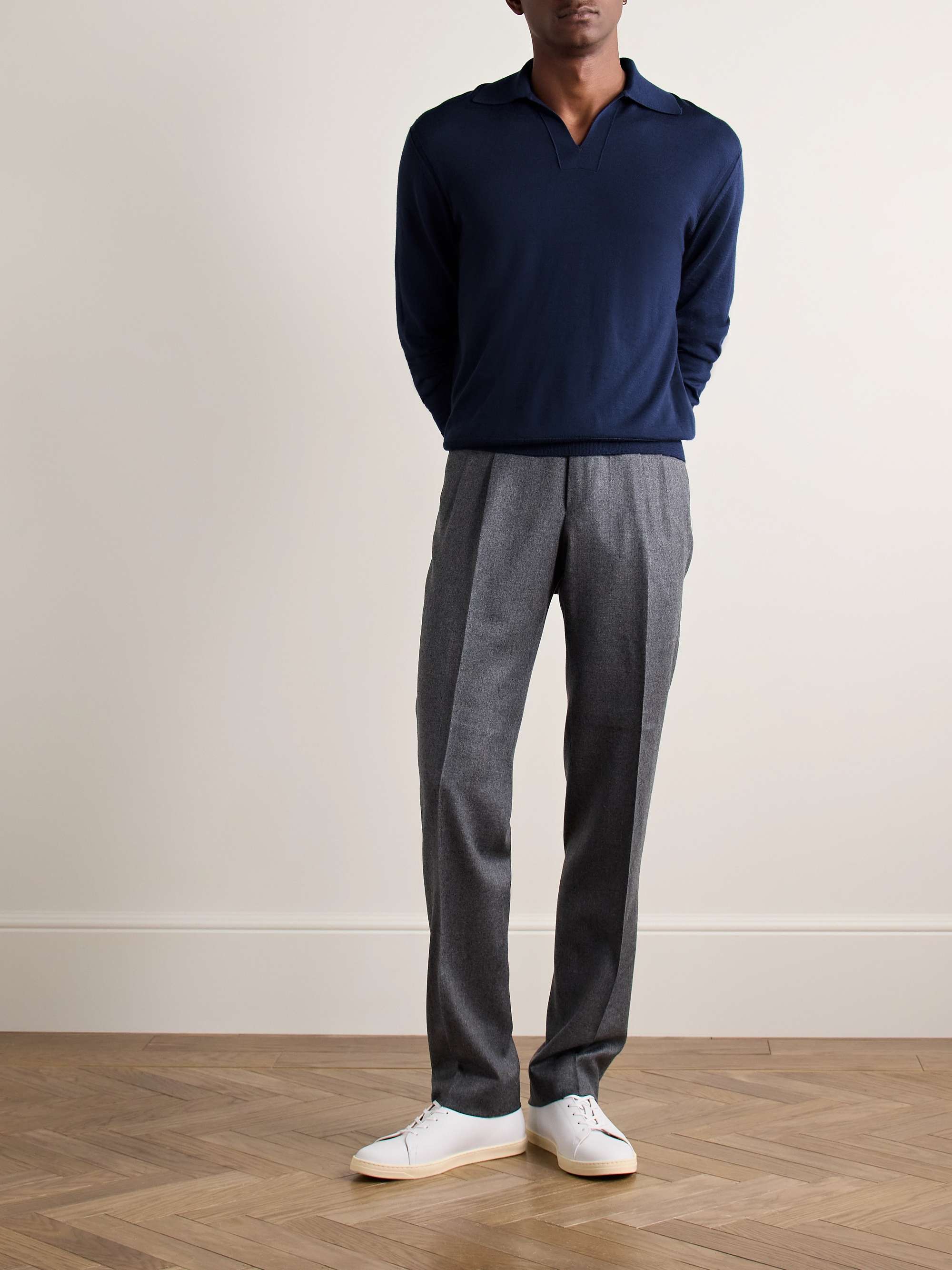 Duke Slim-Fit Worsted Cashmere Polo Sweater view