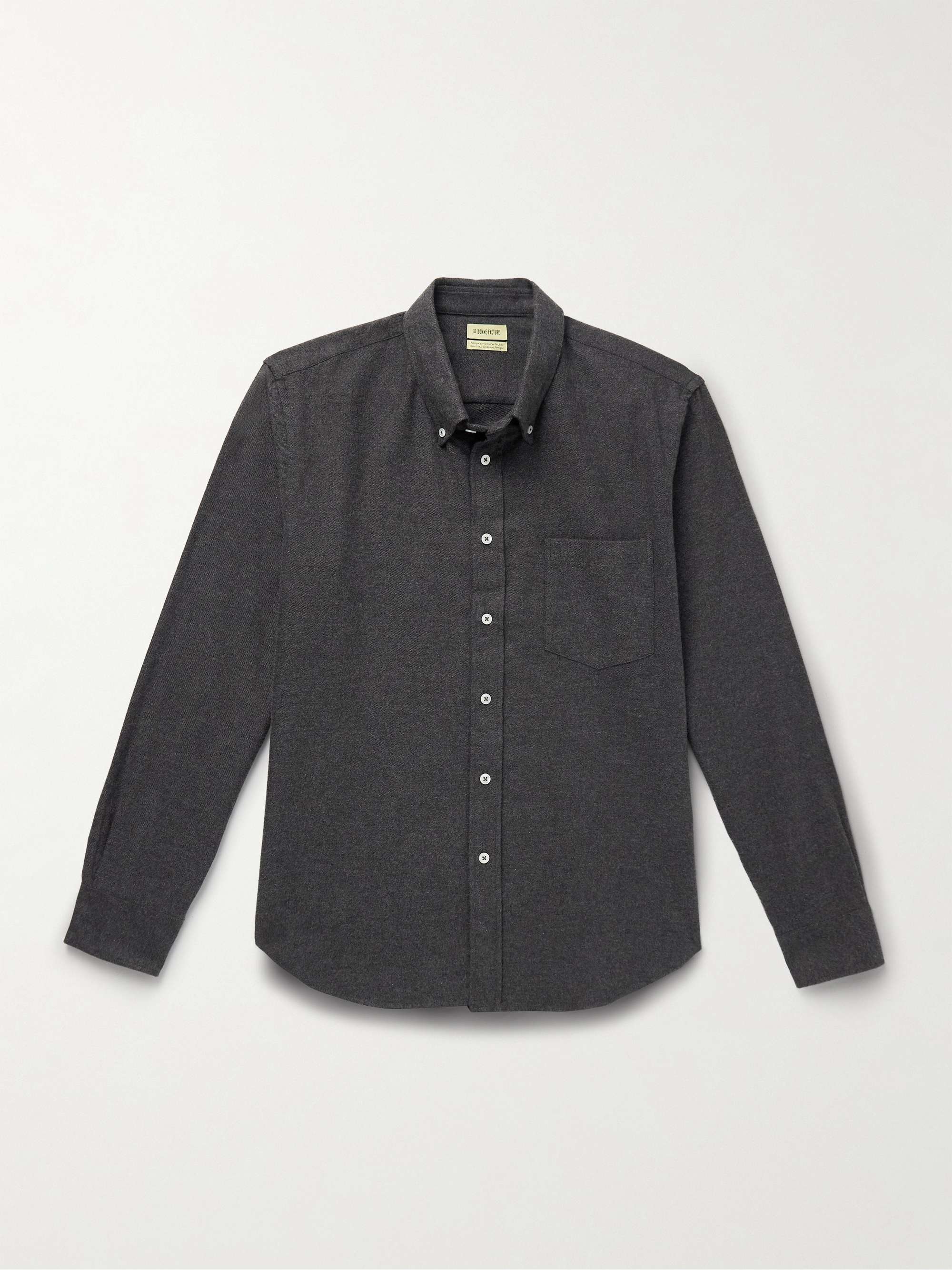 Button-Down Collar Cotton and Yak-Blend Flannel Shirt view