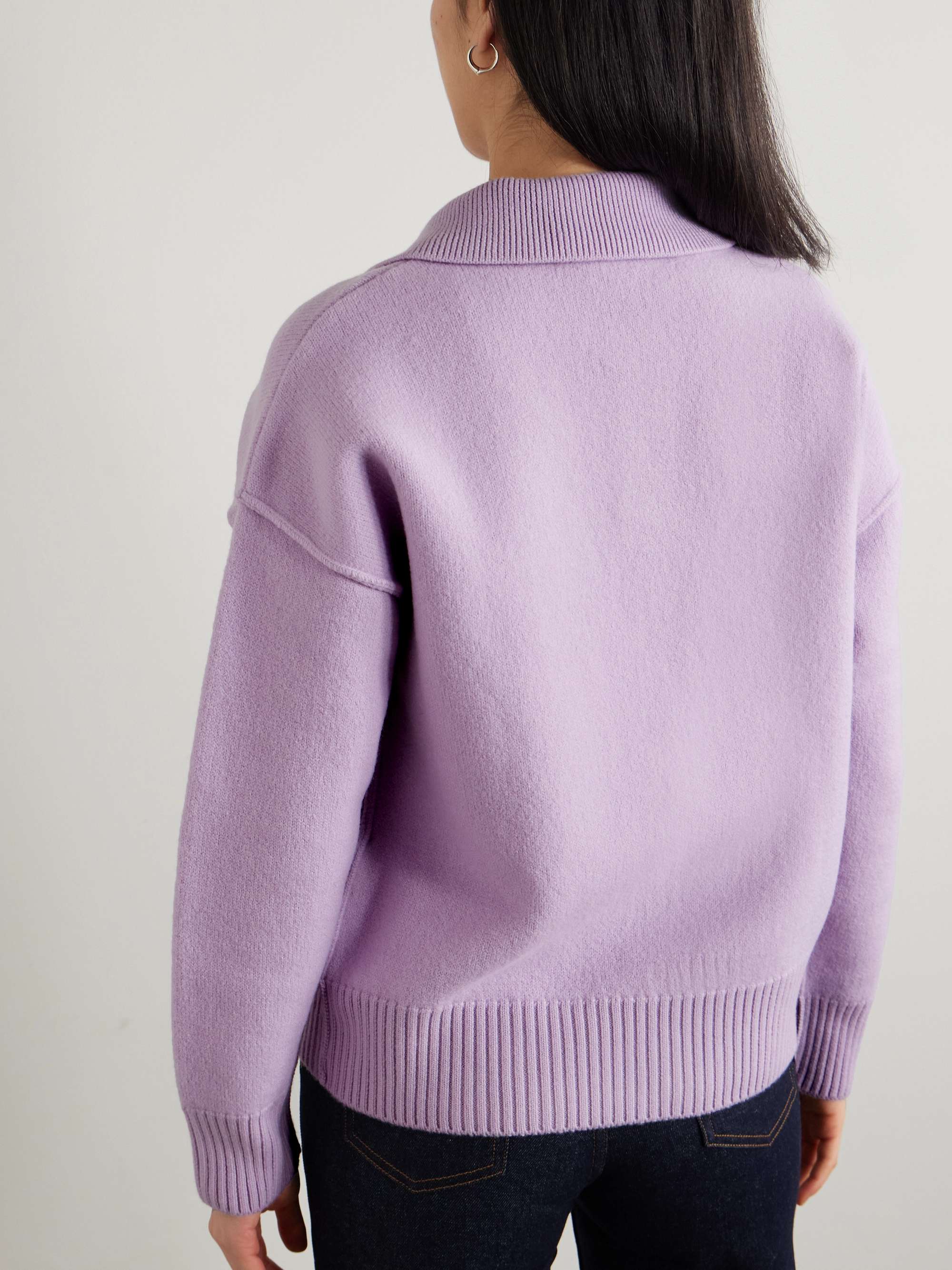 Intarsia wool polo sweater view