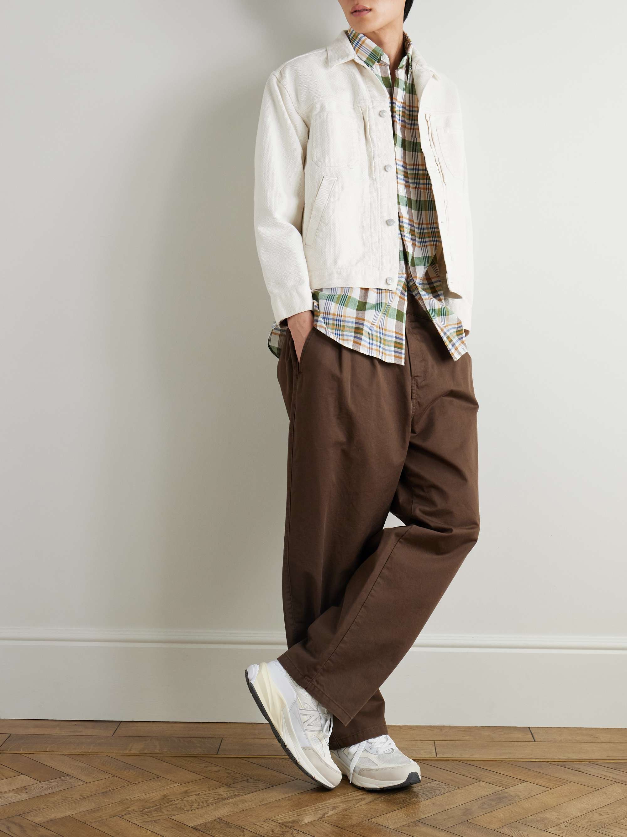 Button-Down Collar Checked Cotton-Madras Shirt view