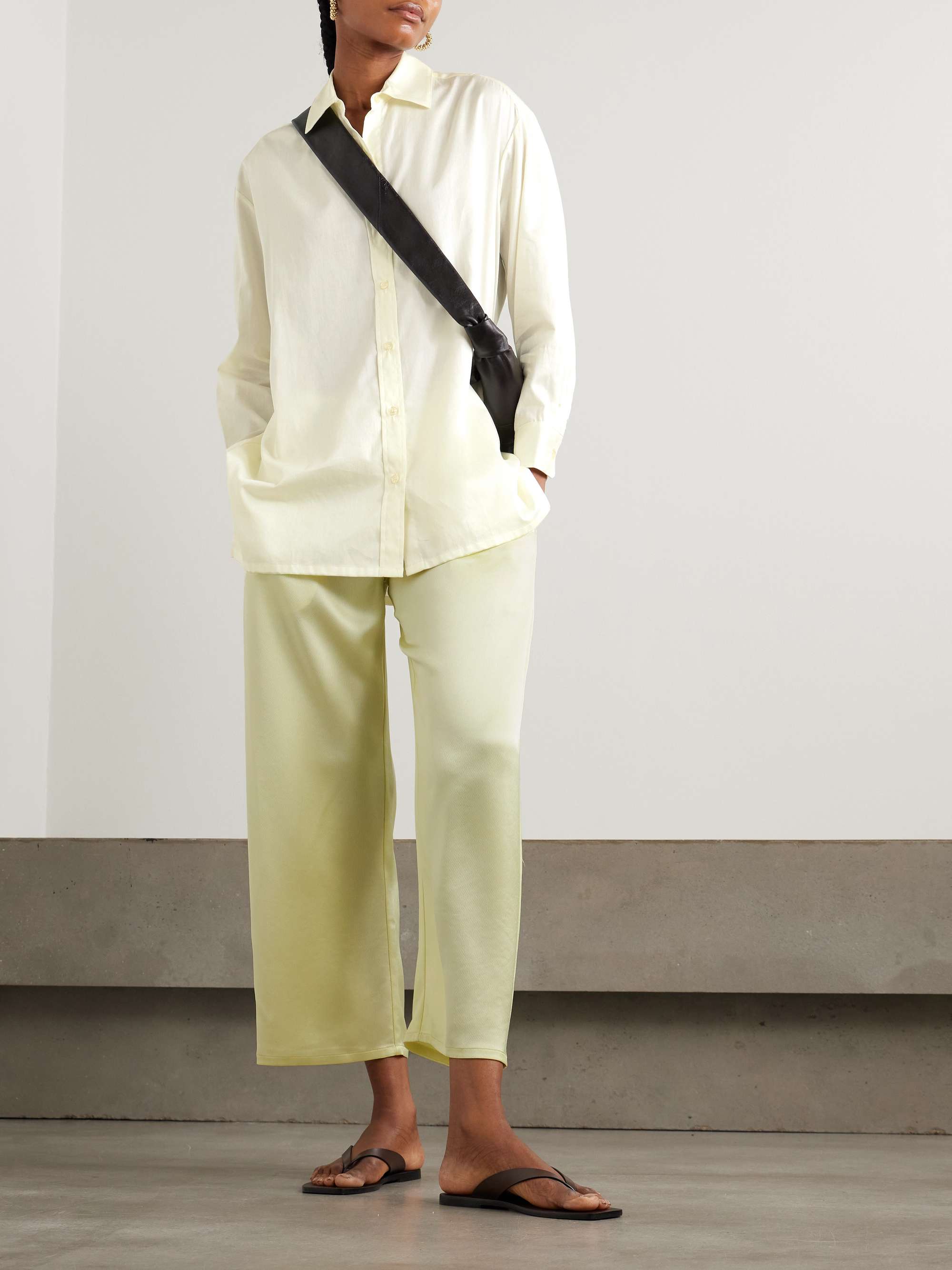 Barb cropped satin wide-leg pants view
