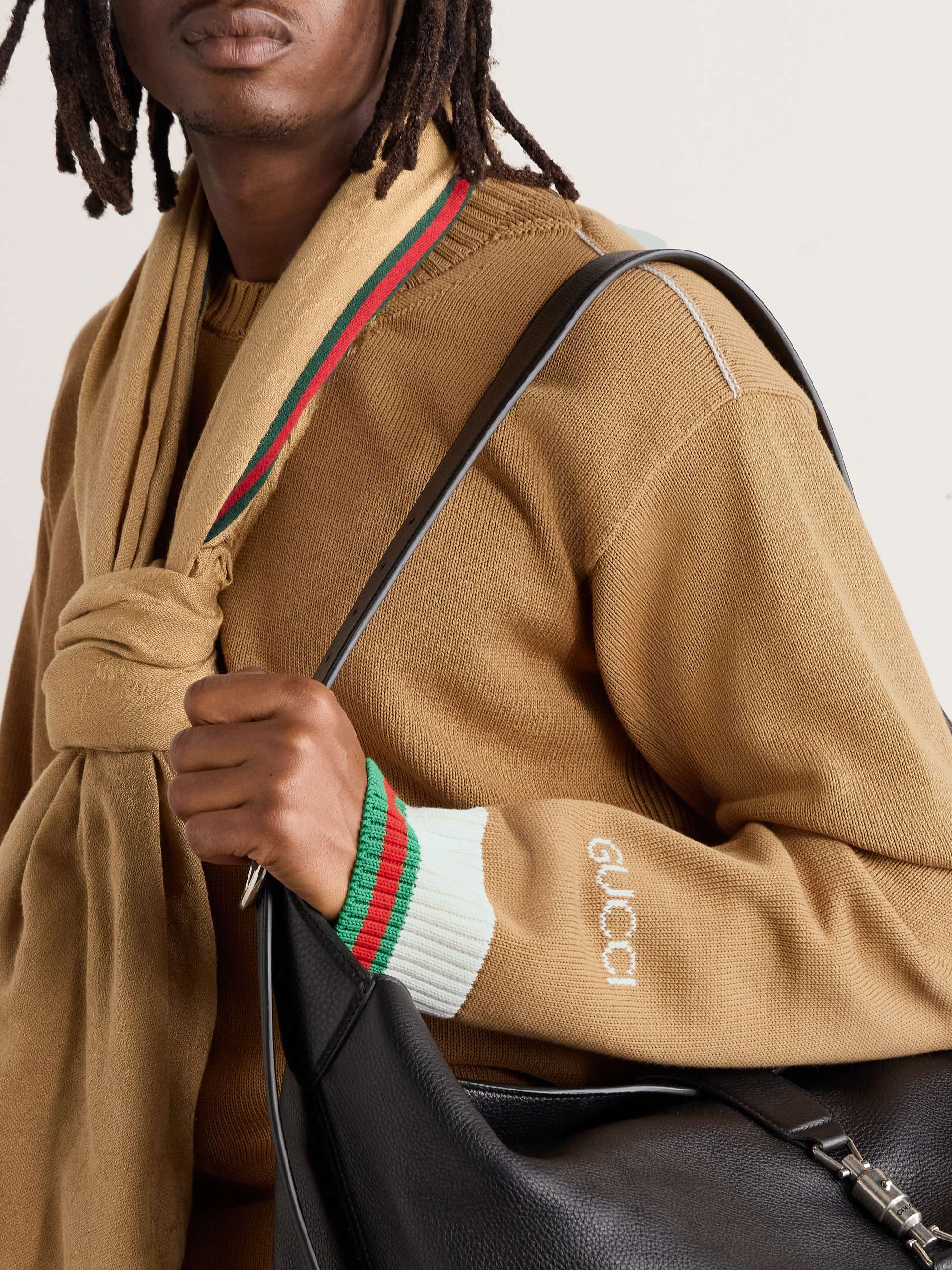Logo-Intarsia Striped Cotton Sweater view