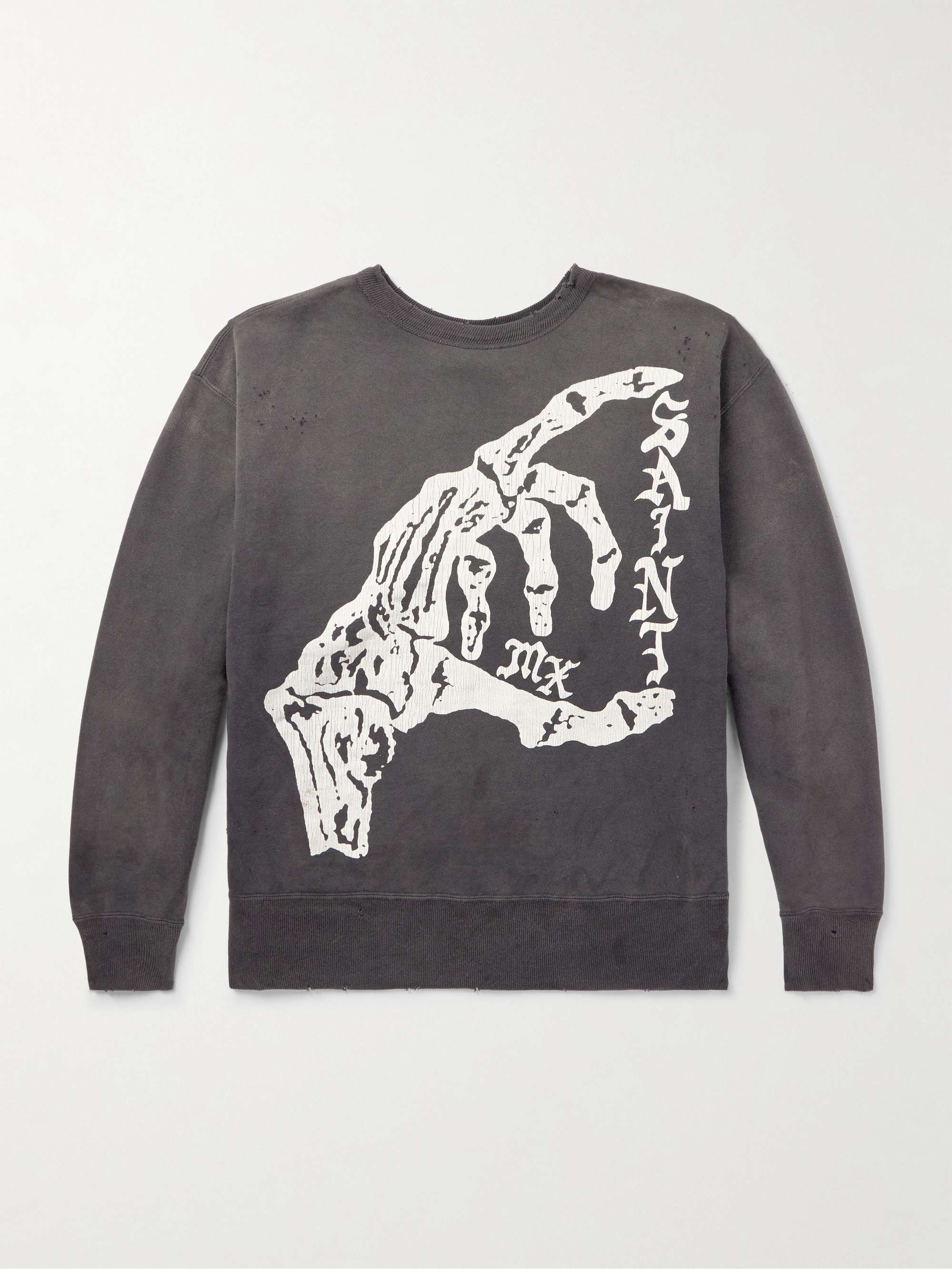 Distressed Printed Cotton-Jersey Sweatshirt view