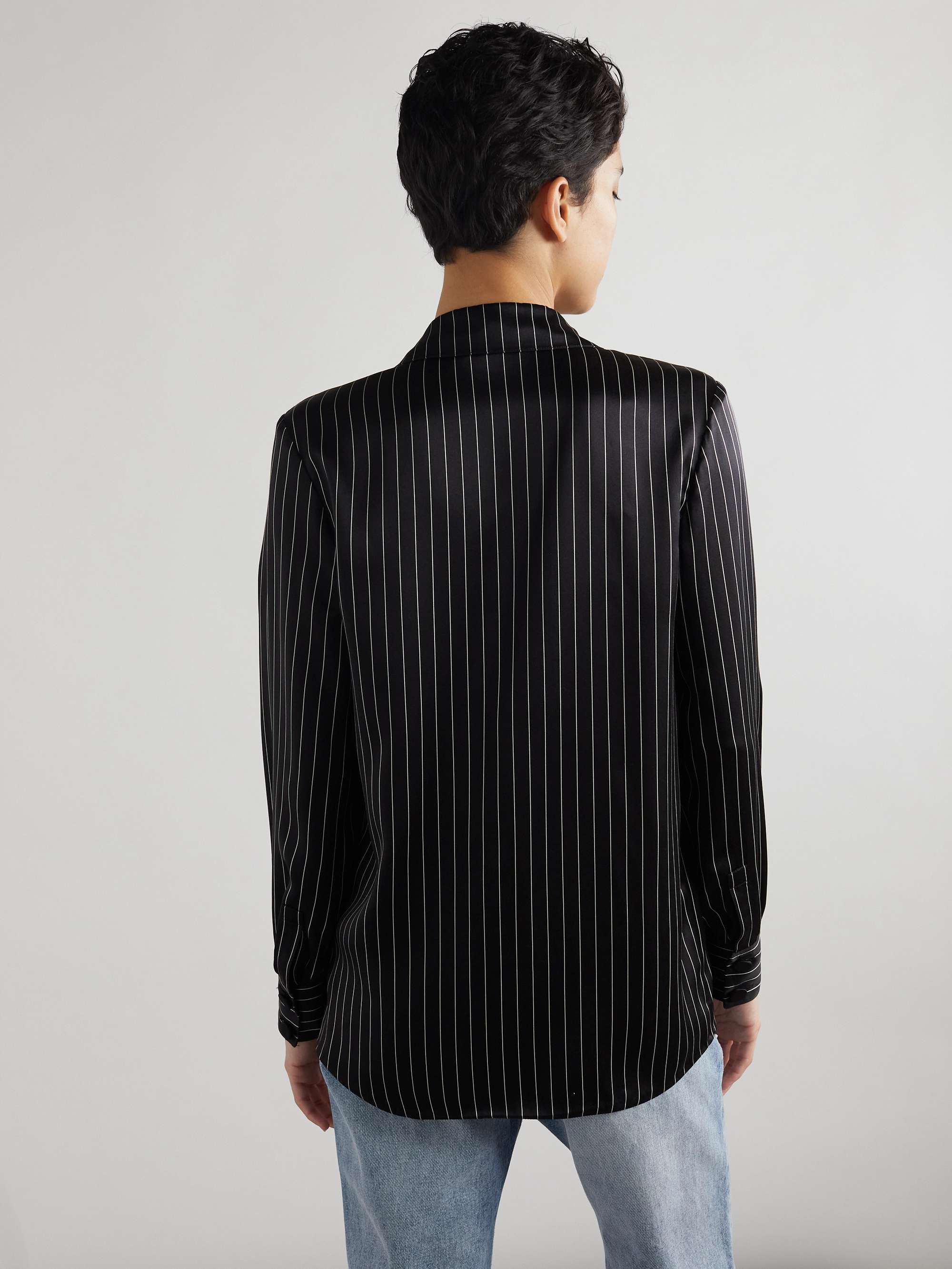 Striped silk-satin shirt view