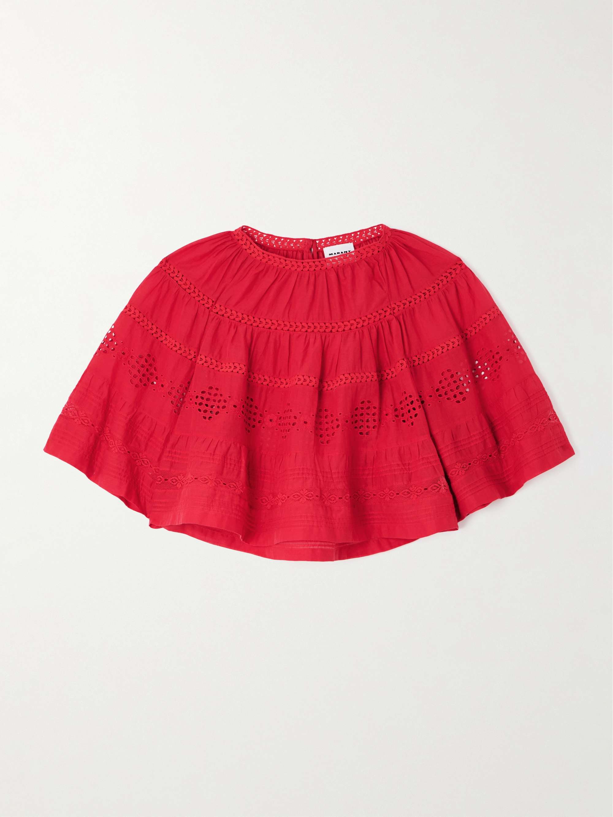 Dilama crochet-trimmed broderie anglaise organic cotton-voile blouse view