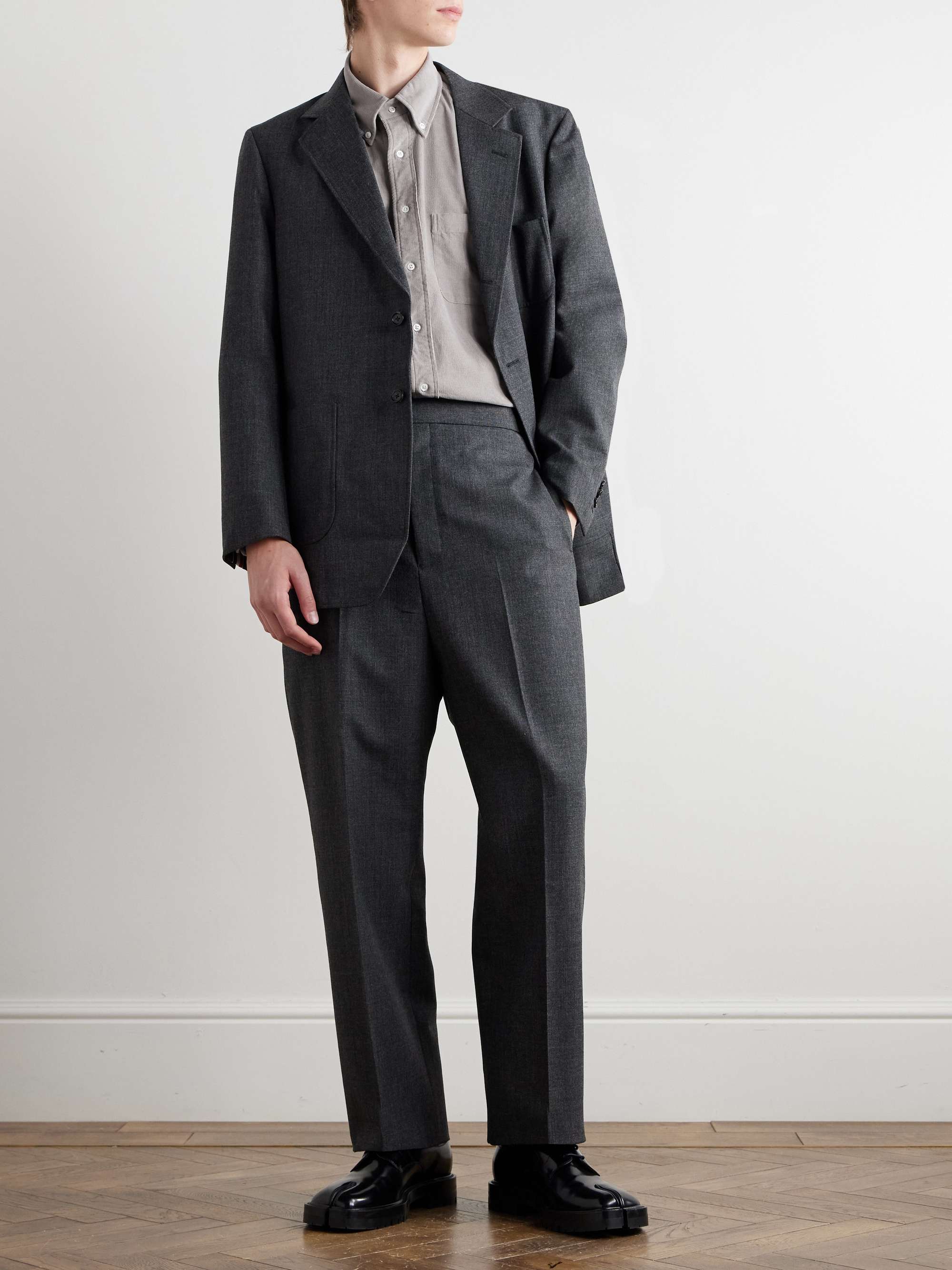 Button-Down Collar Logo-Appliquéd Cotton-Corduroy Shirt view